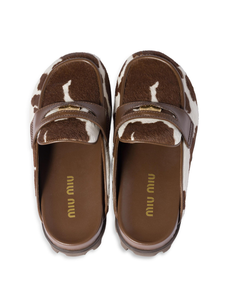 Women's Calf Hair Mule Flats - White 3