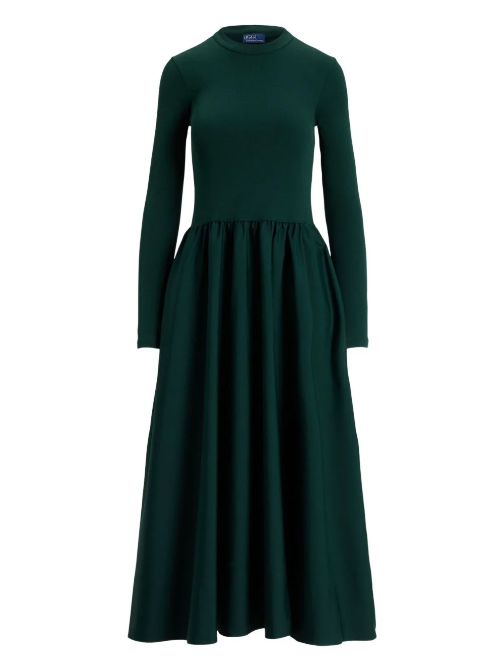 long-sleeve gathered midi dress - 1
