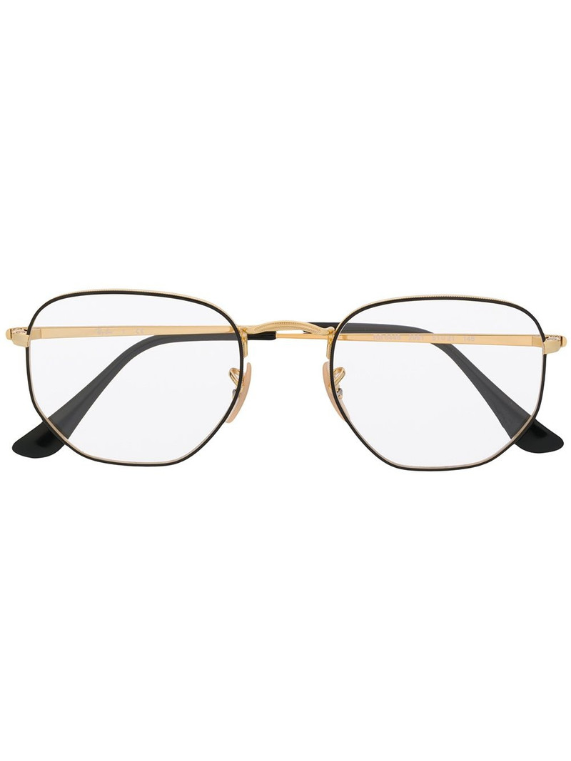 two-tone hexagonal frame glasses 1