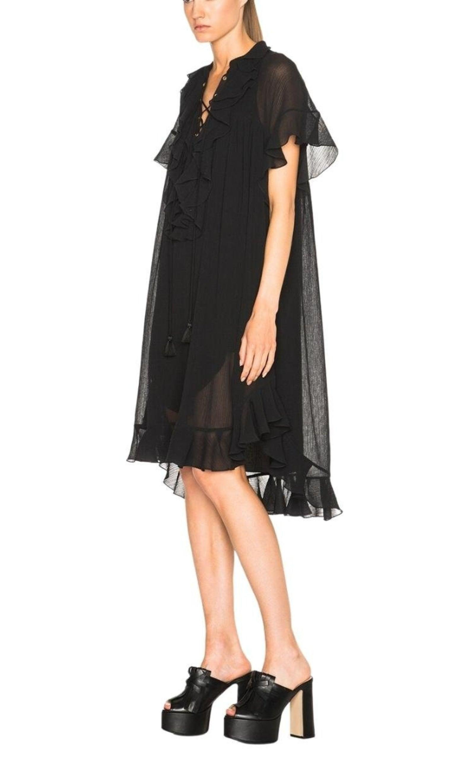 Cotton Crepon Gauze Ruffle Dress - 3