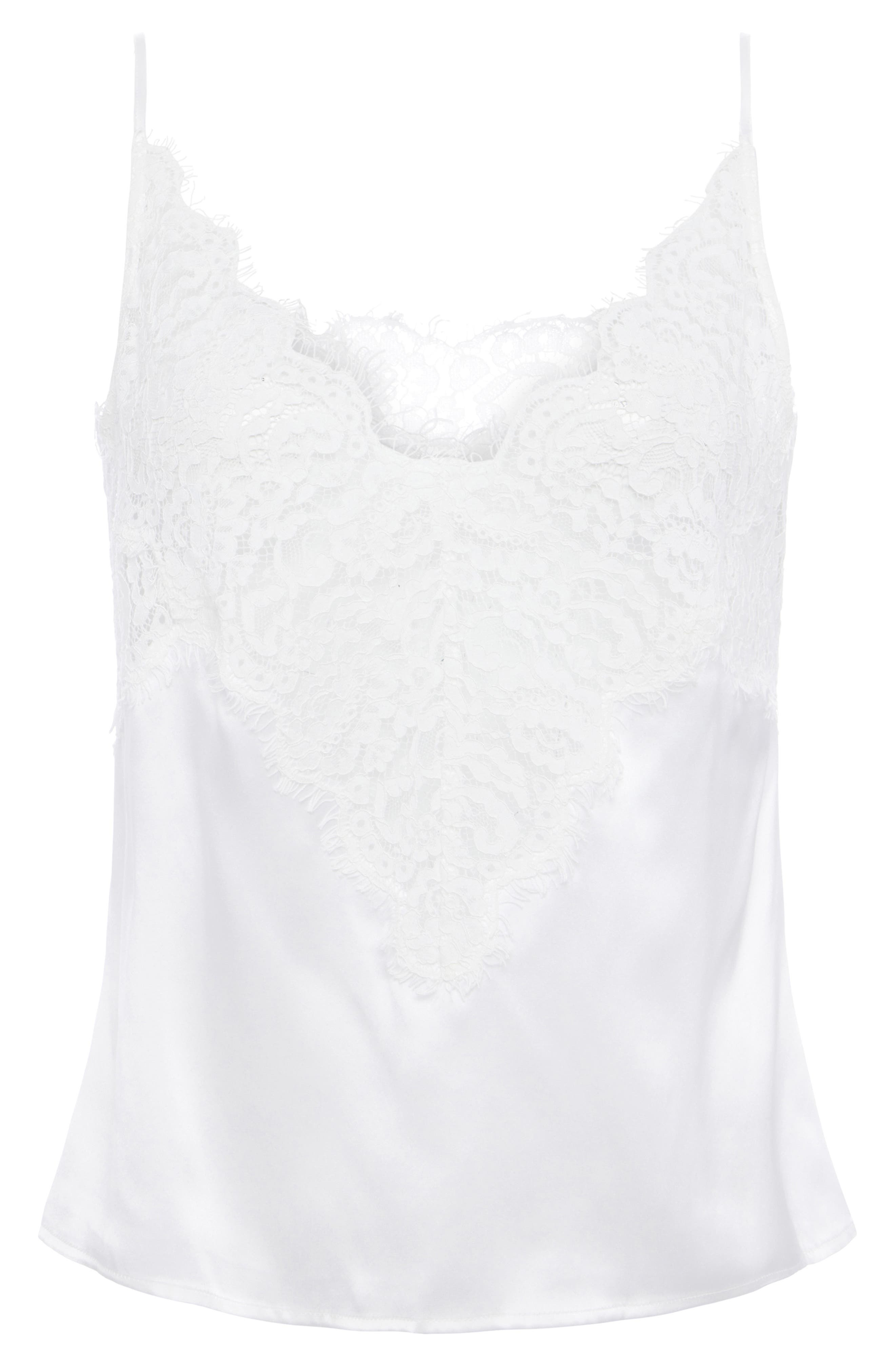 L'AGENCE Priya Lace Silk Camisole in White at Nordstrom - 4