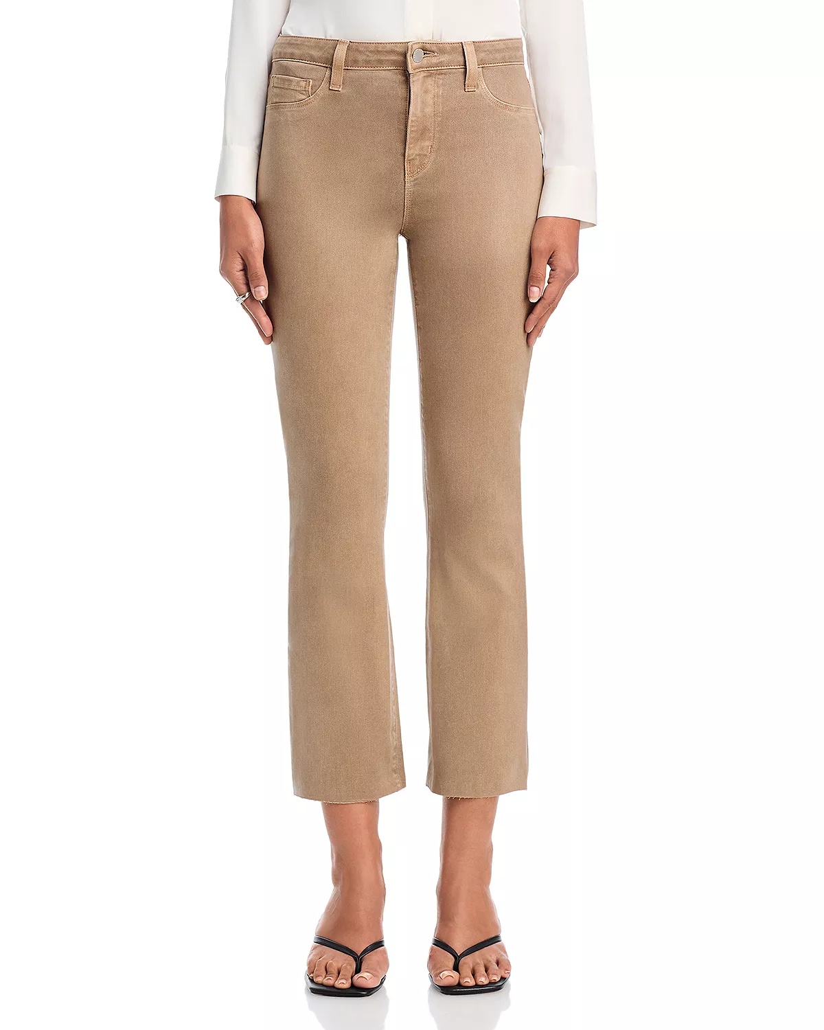 Kendra High Rise Cropped Flared Jeans in Rye Coated - 7