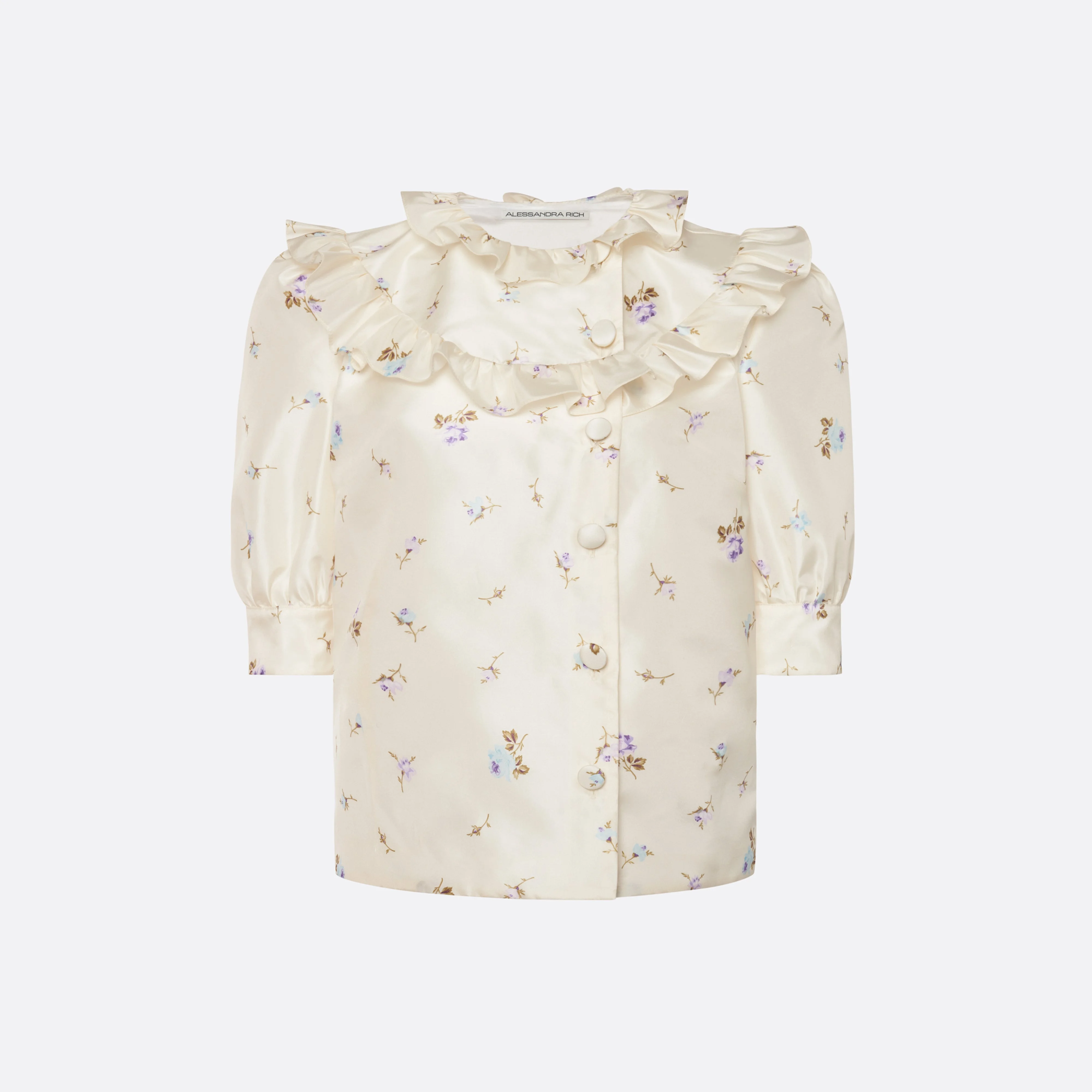 FLORAL-PRINT SILK TAFFETA BLOUSE - 1