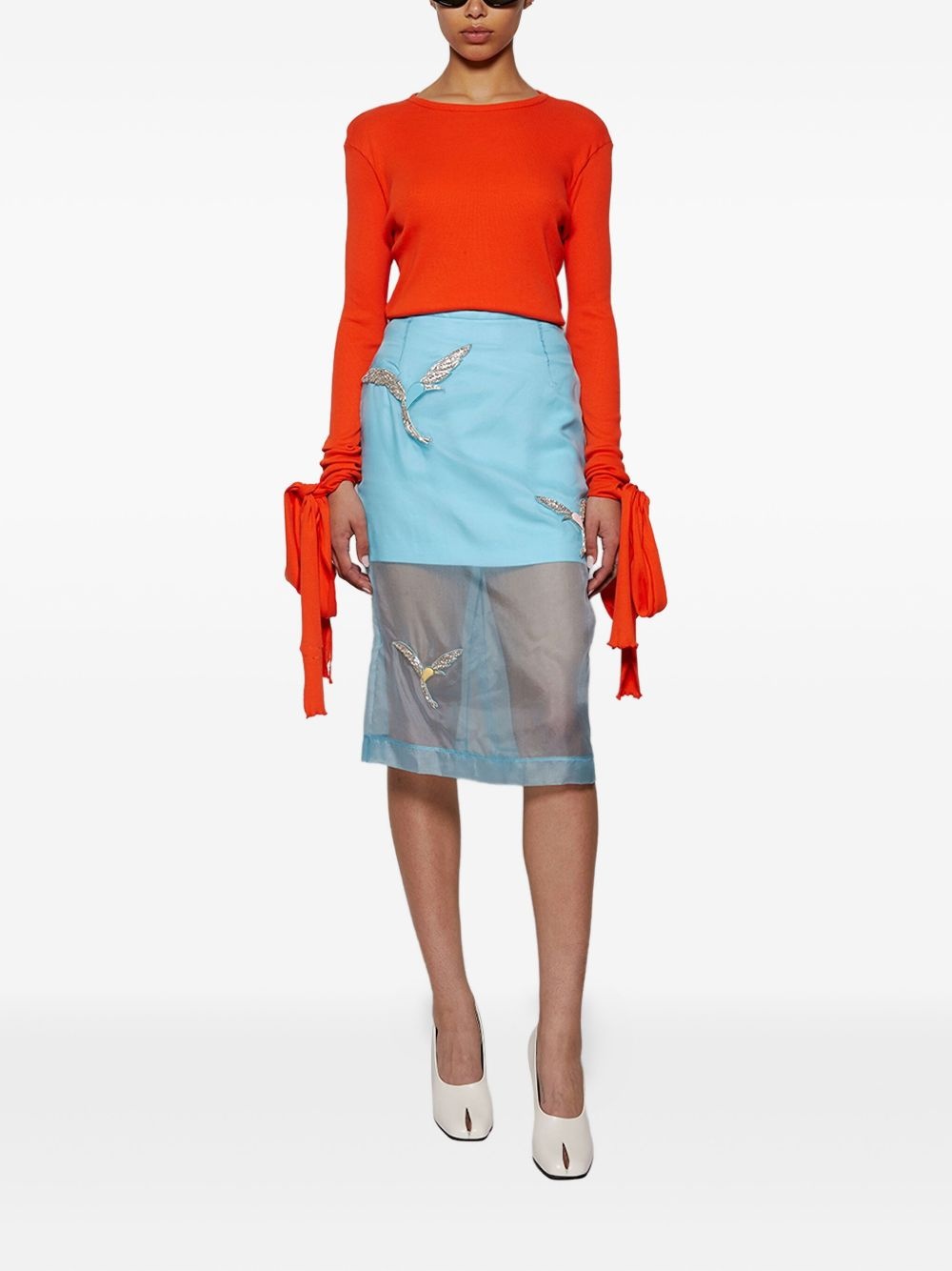 hummingbird embellished organza skirt - 2