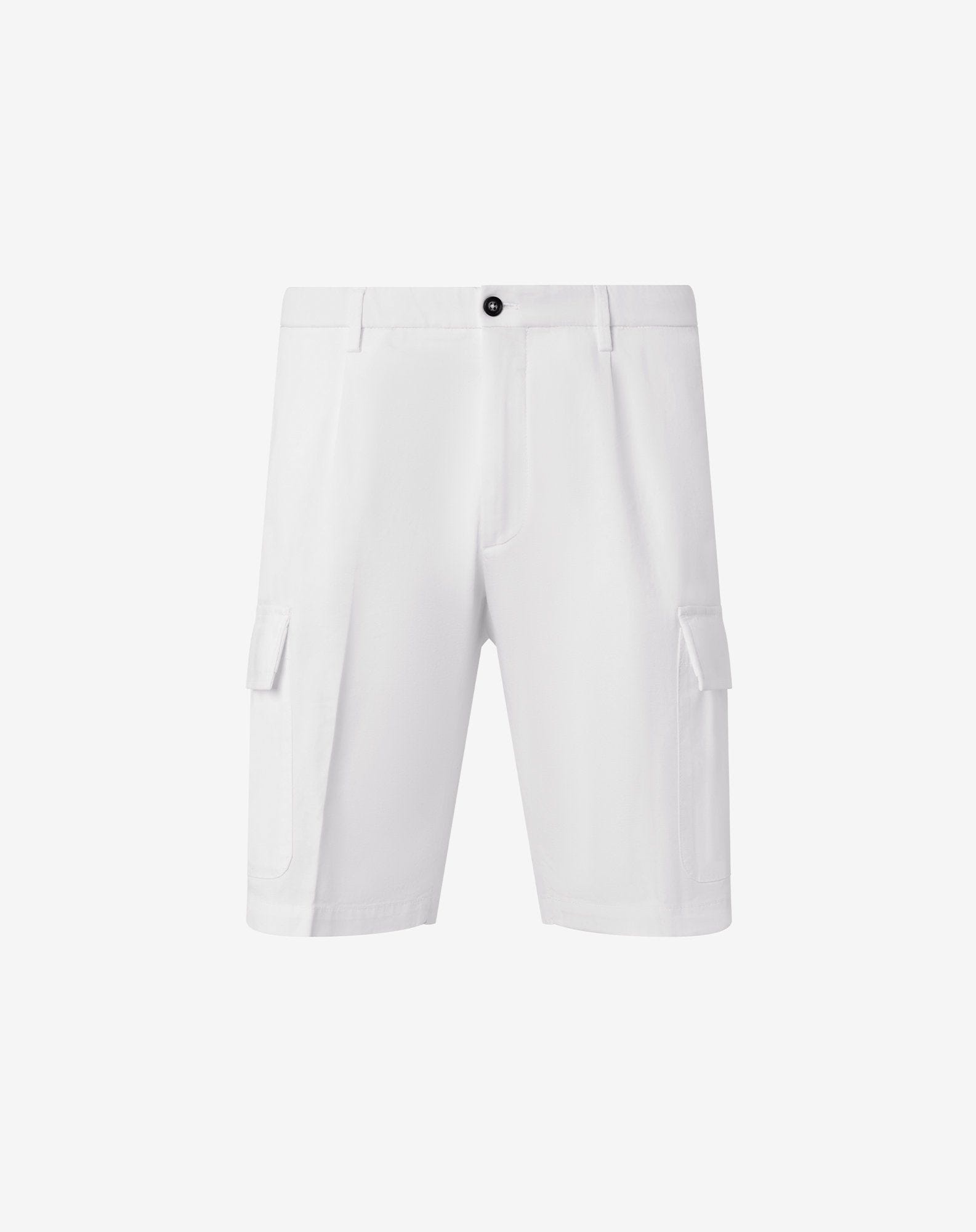 White stretch cotton cargo Bermuda shorts - 1