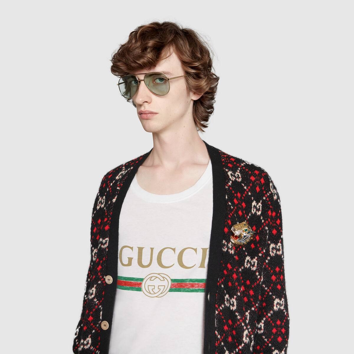 Oversize washed T-shirt with Gucci logo - 5