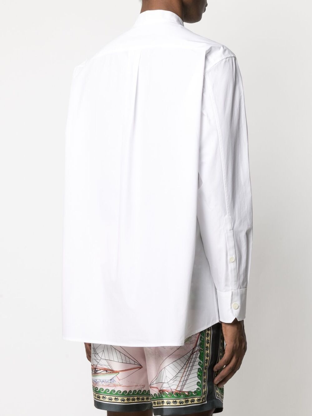 embroidered collarless shirt - 3