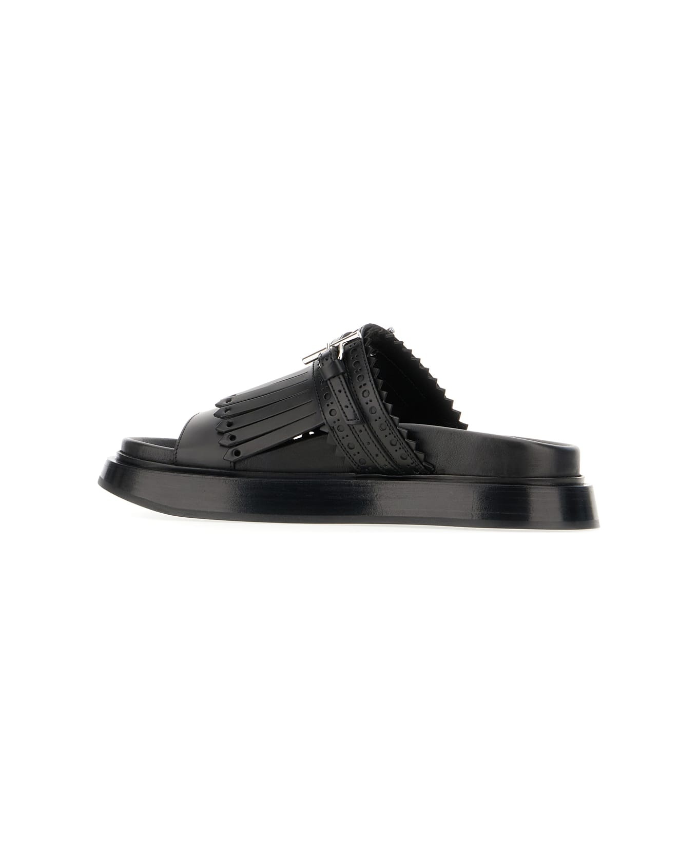 Black Leather Slippers - 3