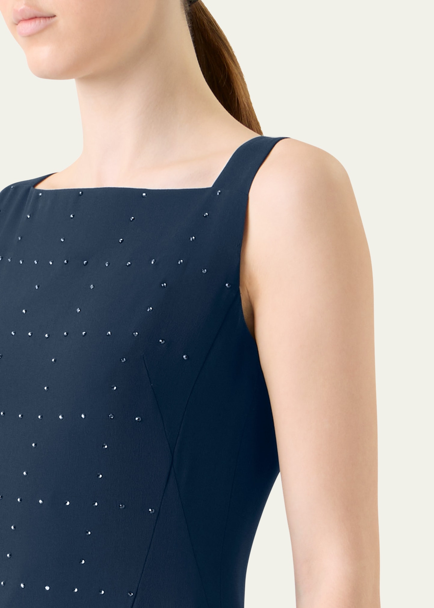 Studded Sleeveless Asymmetric Flared Maxi Dress - 5