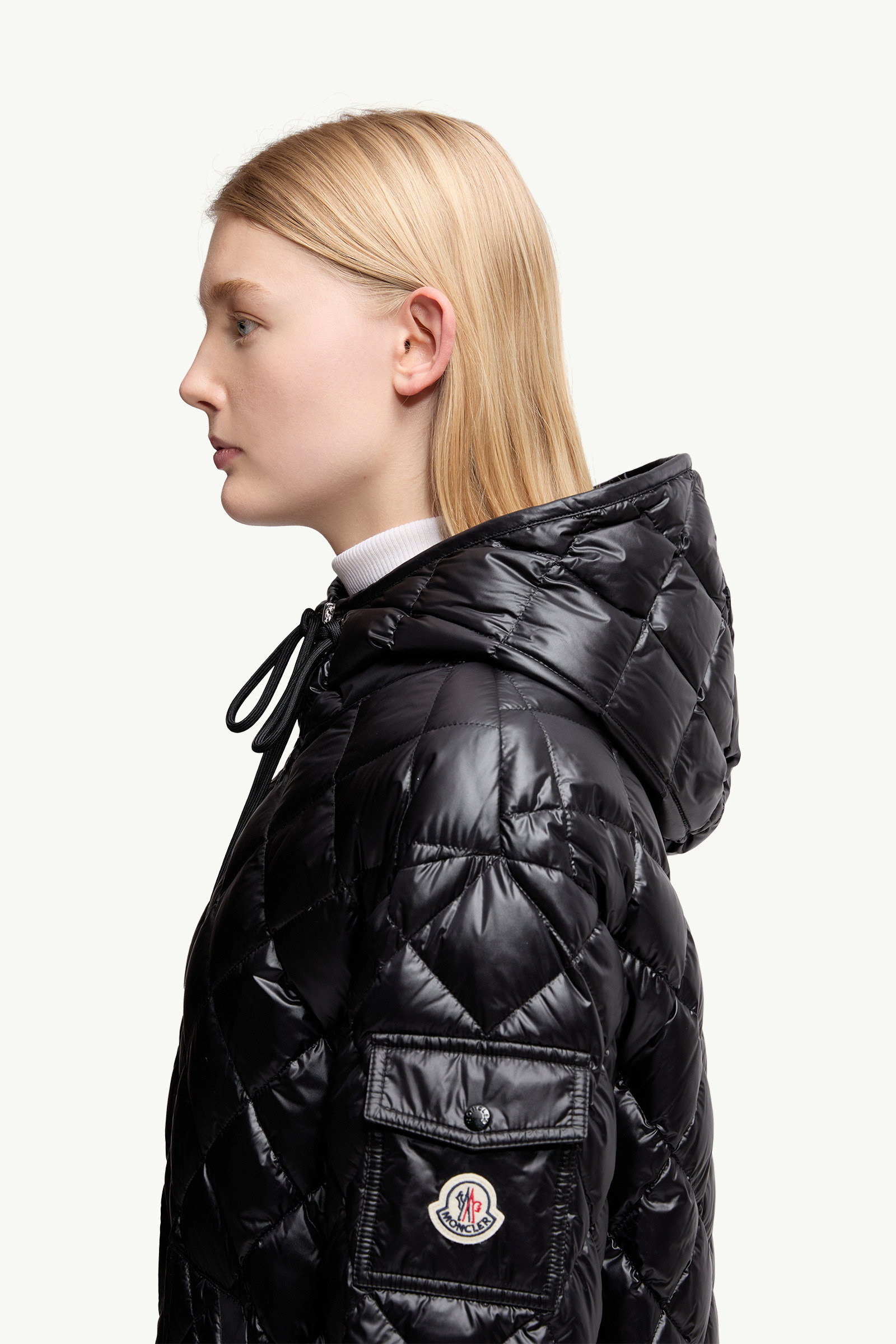 Diamond-Quilted Hooded Short Down Jacket - 4