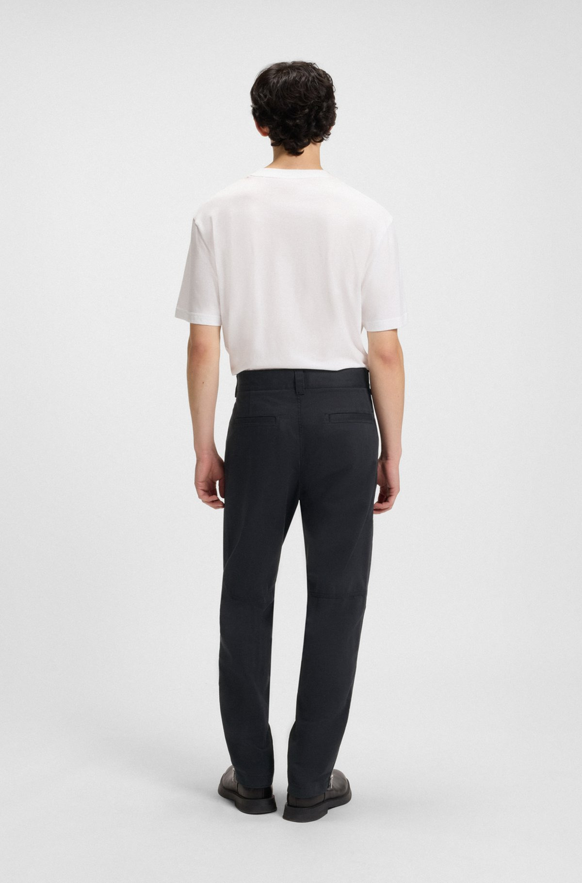 RELAXED-FIT TROUSERS IN MERCERIZED HERRINGBONE COTTON - 4