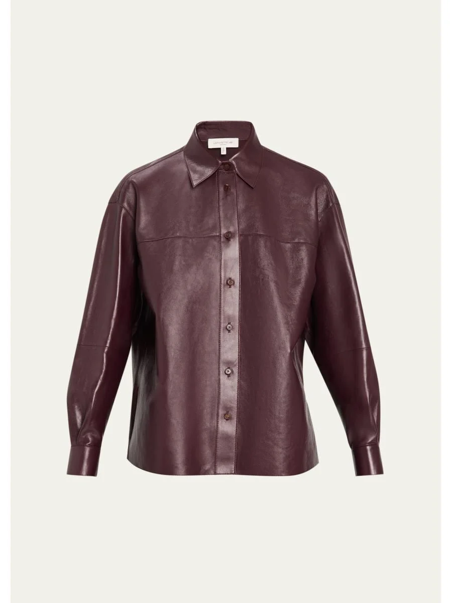 Oversized Cropped Nappa Leather Shirt - 1