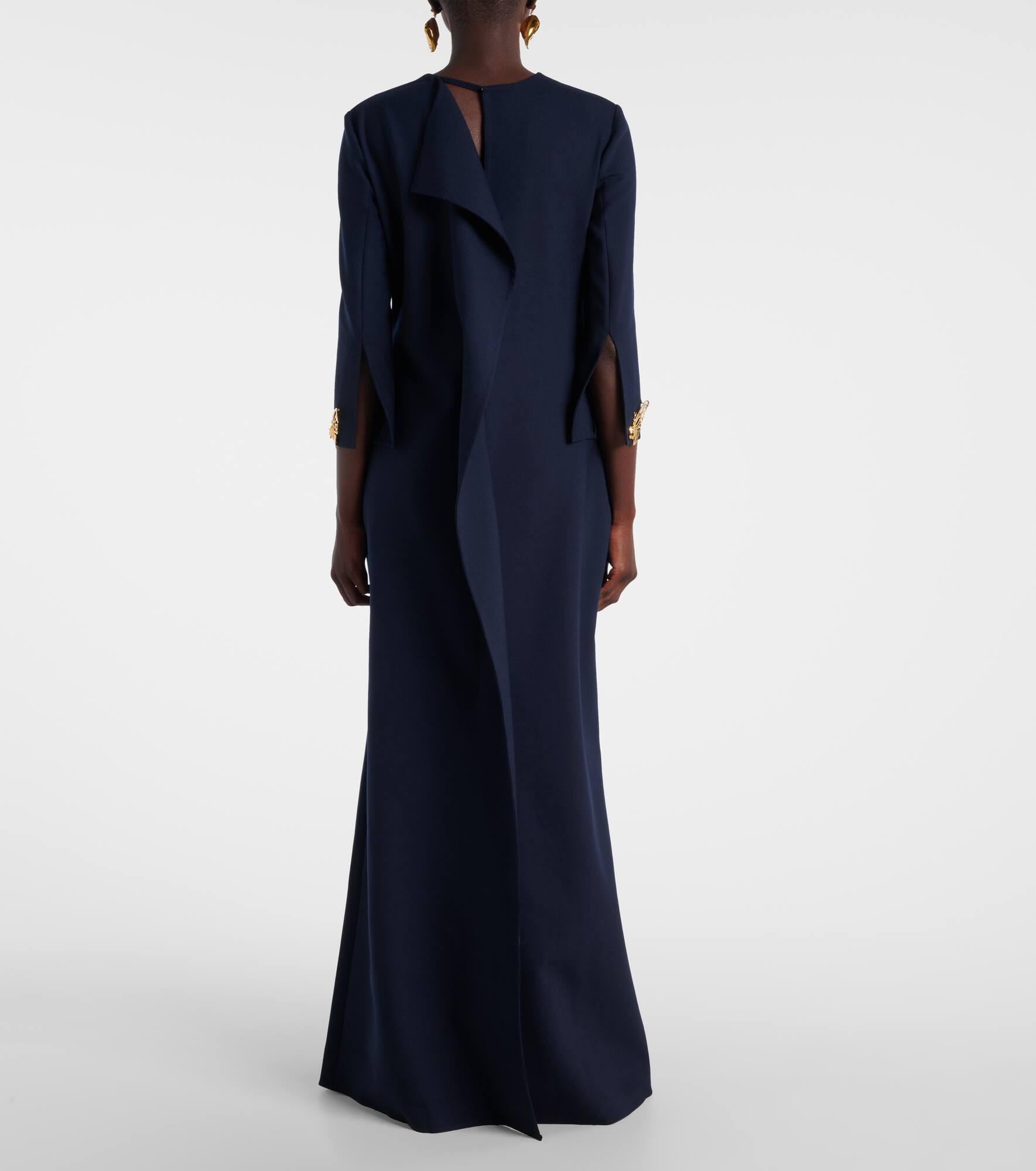Embellished open-back wool-blend kaftan - 3