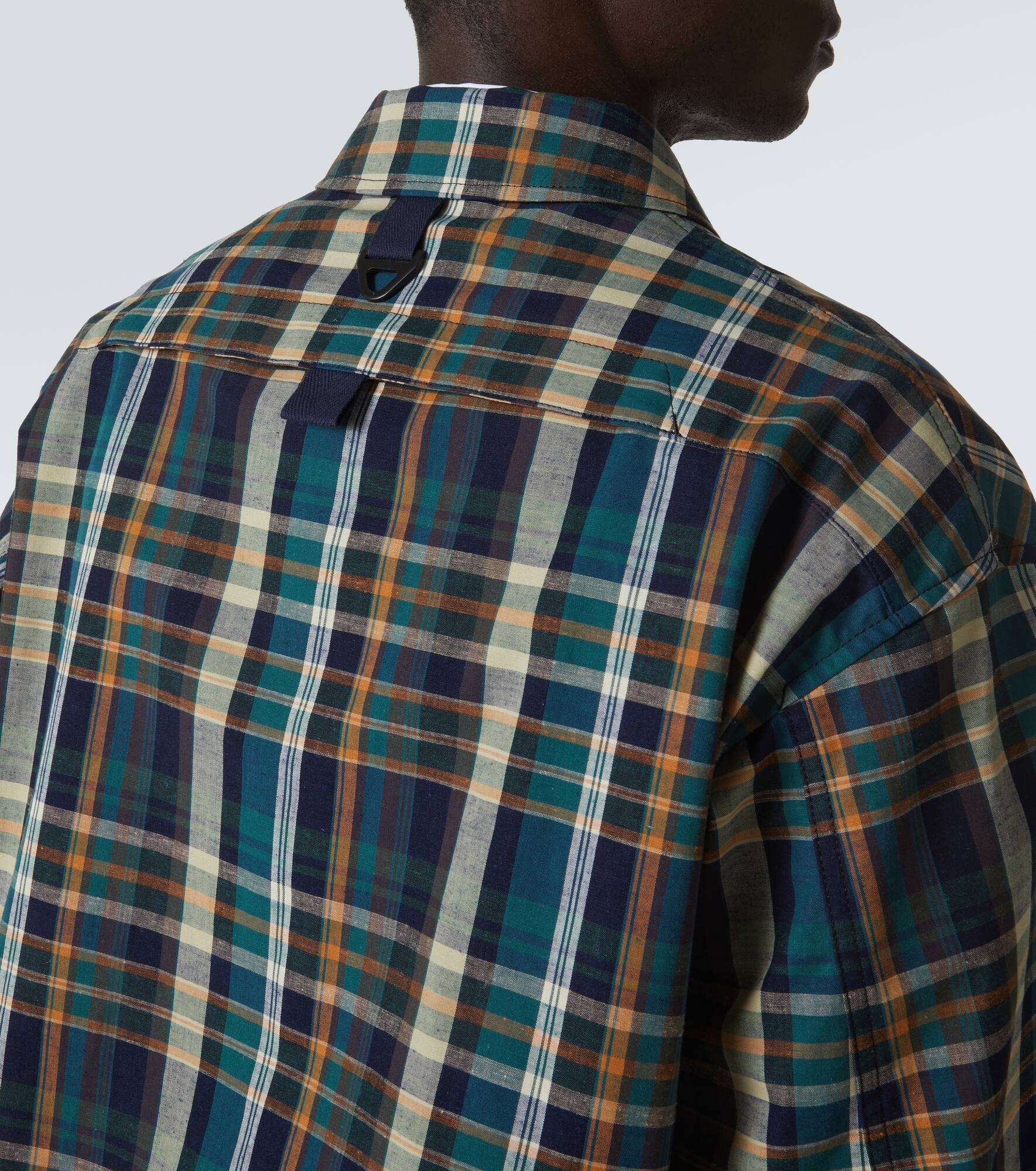 Checked cotton and linen blouson - 8