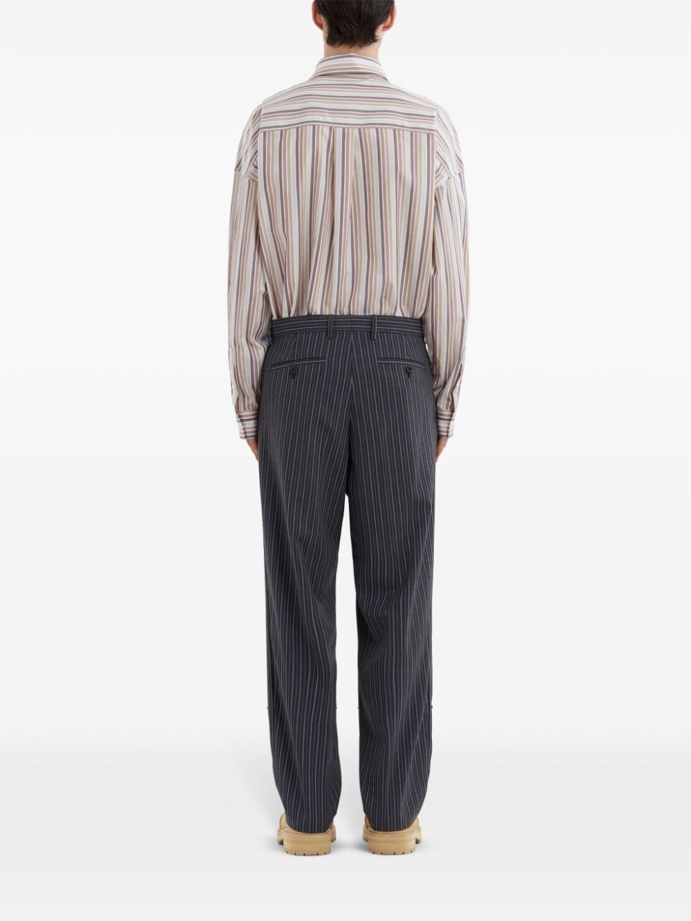 distressed-effect striped trousers - 4
