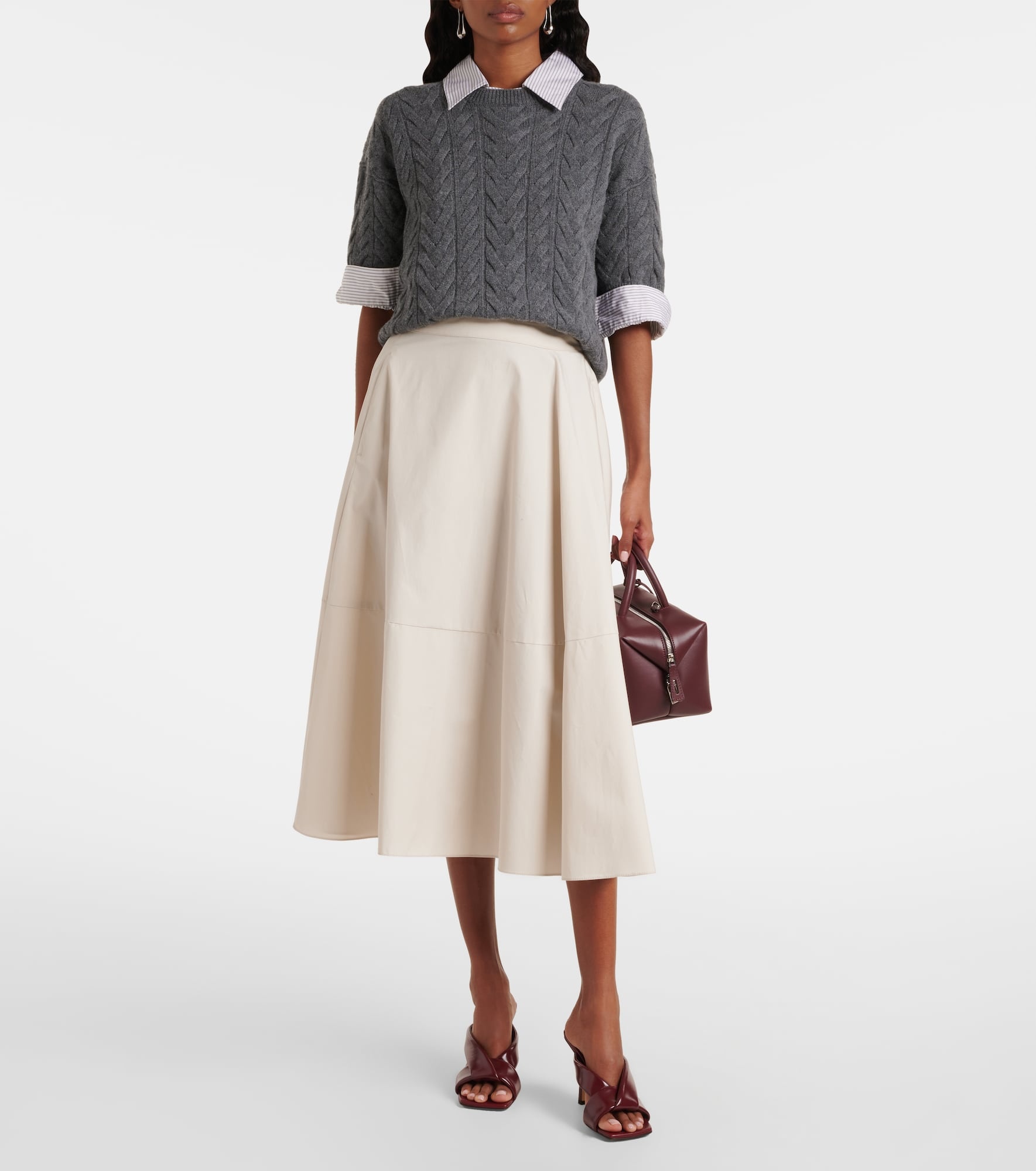 Desy cotton poplin midi skirt - 2