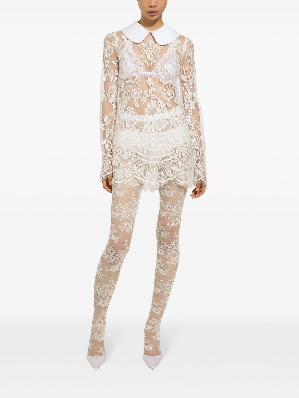 Peter Pan collar lace minidress - 3