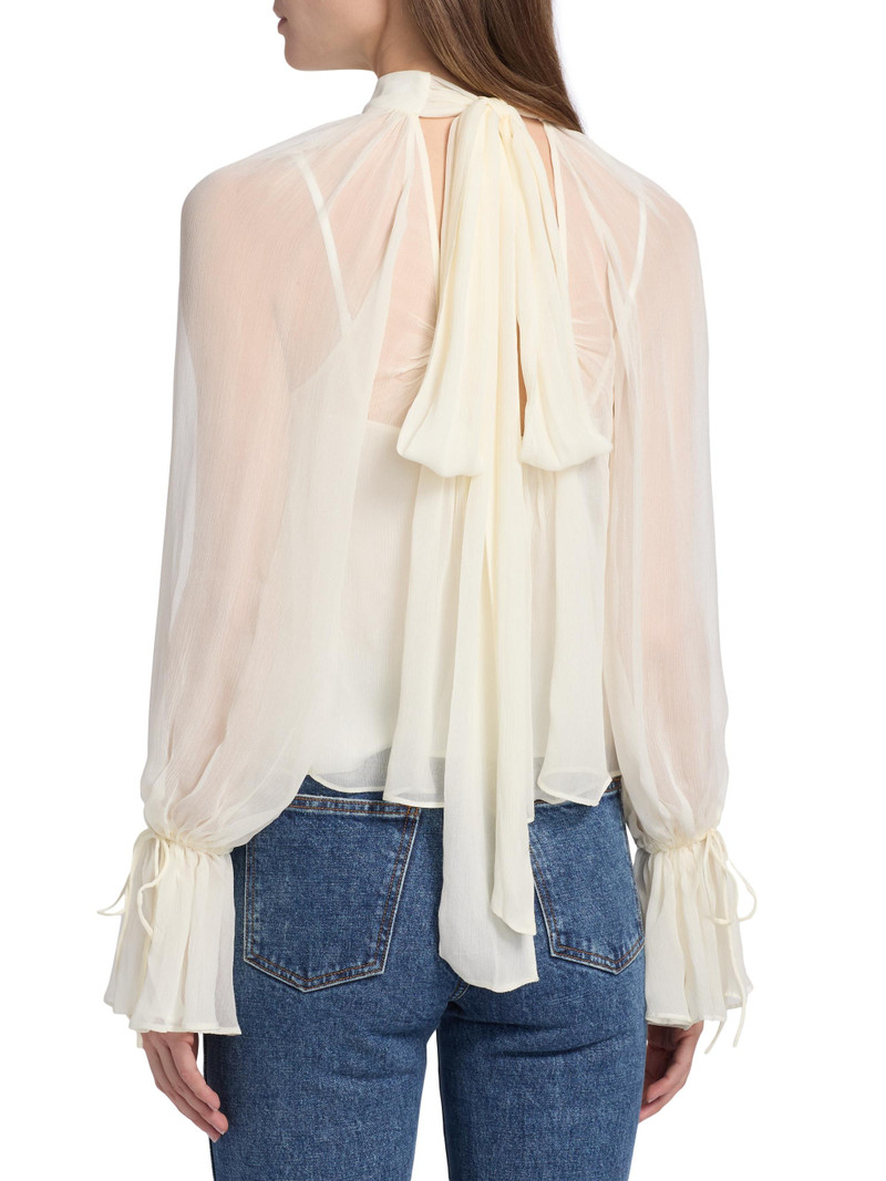 Women's Roux Sheer Shirred Blouse - Ivory 5