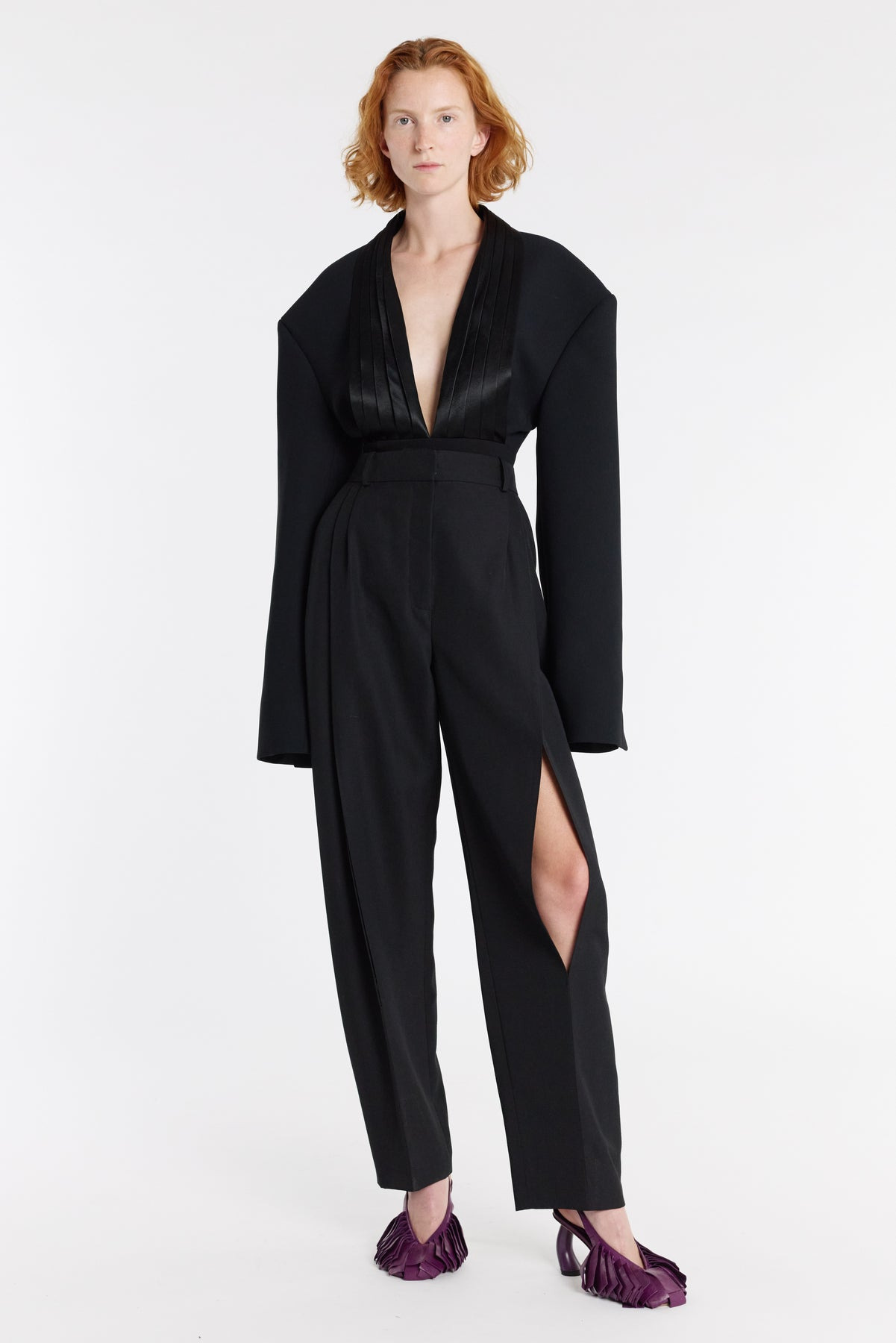 TROUSERS WITH VERTICAL KNEE SLITS BLACK - 3
