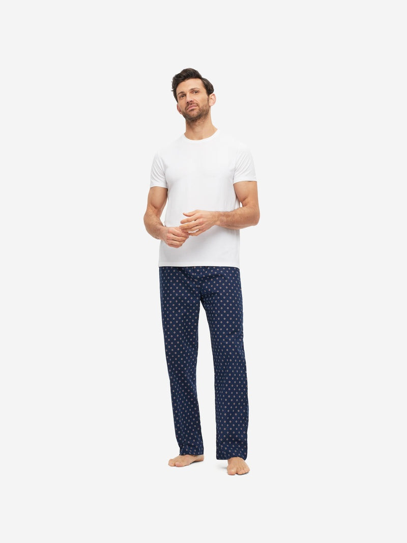 Derek Rose Men's Lounge Trousers Nelson 90 Cotton Batiste Navy outlook