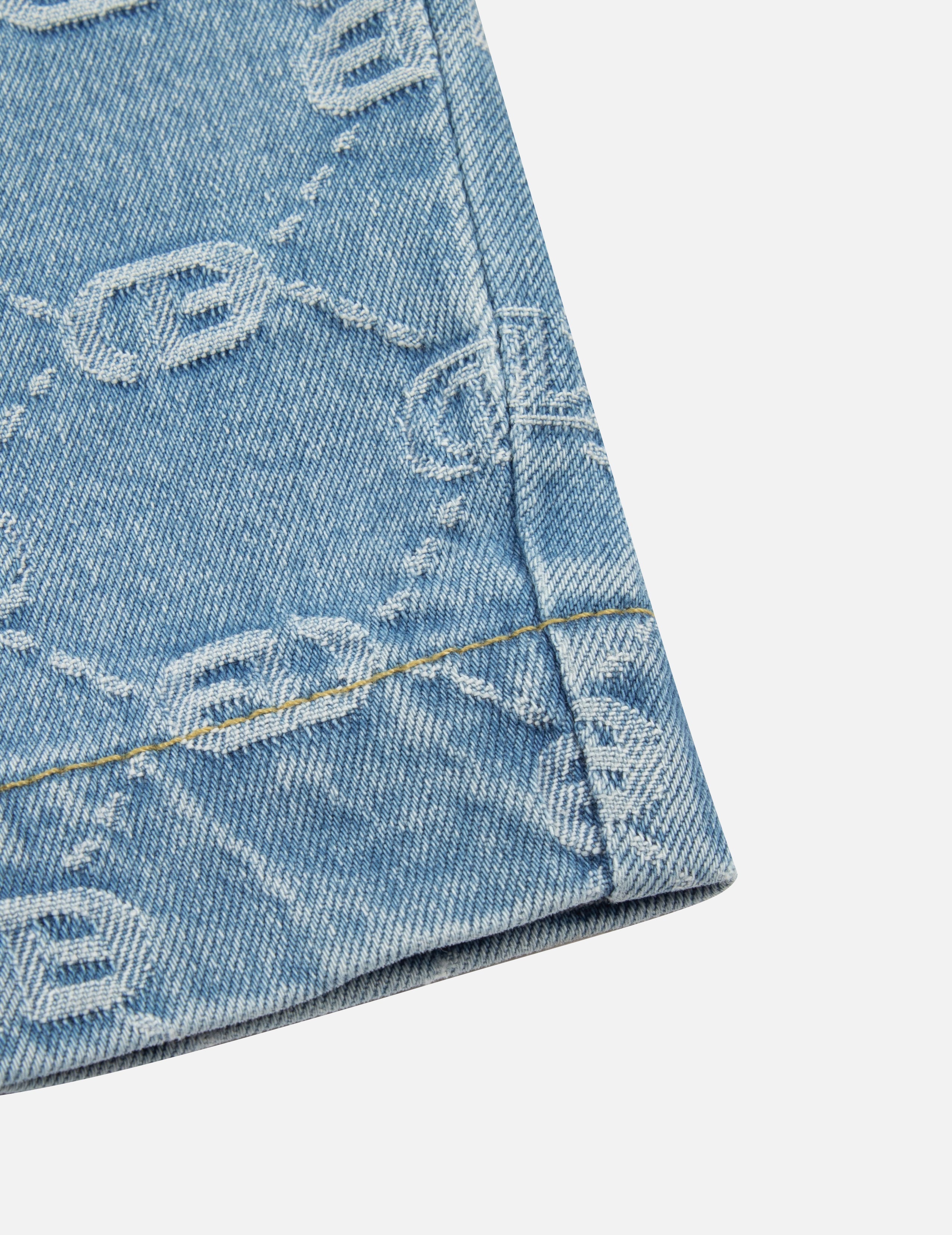 ALLOVER LOGO JACQUARD AND RHINESTONE SEAGULL FASHION FIT DENIM SHIRT - 10