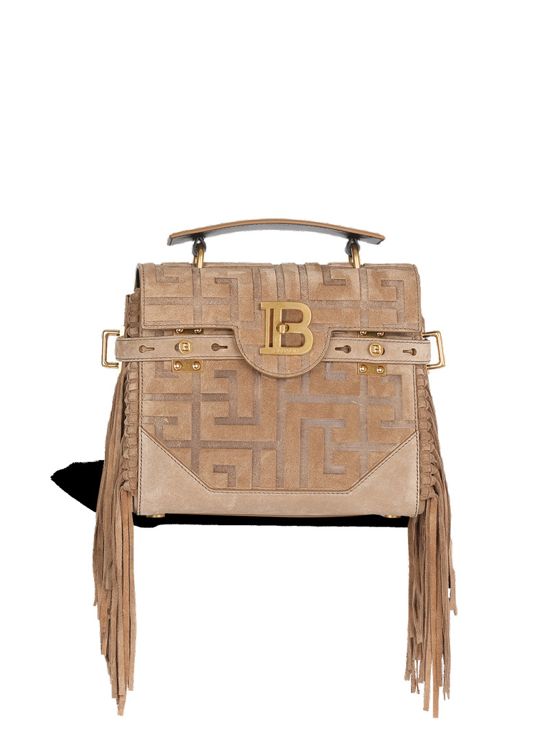 Debossed suede B-Buzz 23 bag with fringe 1
