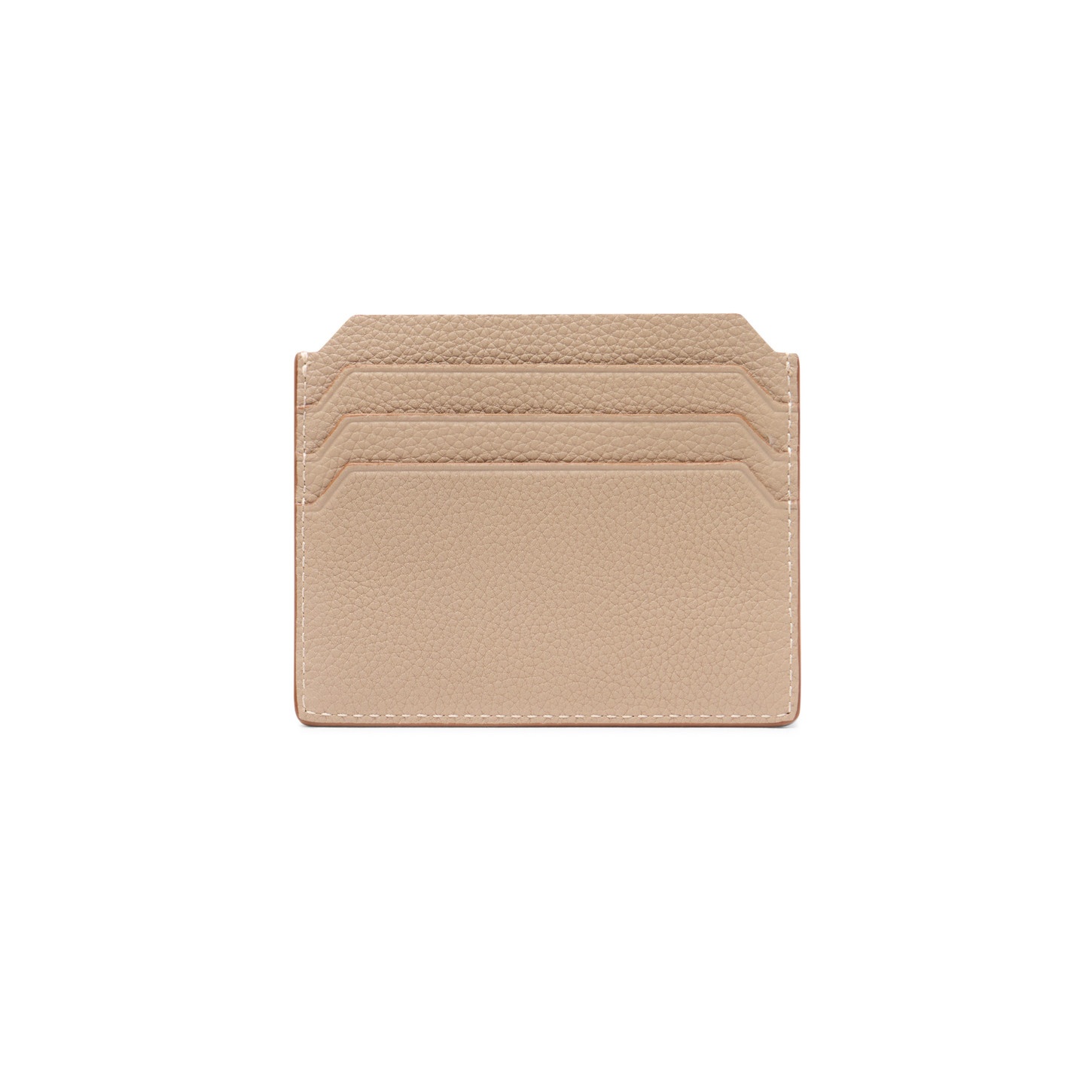 Beige tumbled leather credit card holder - 3