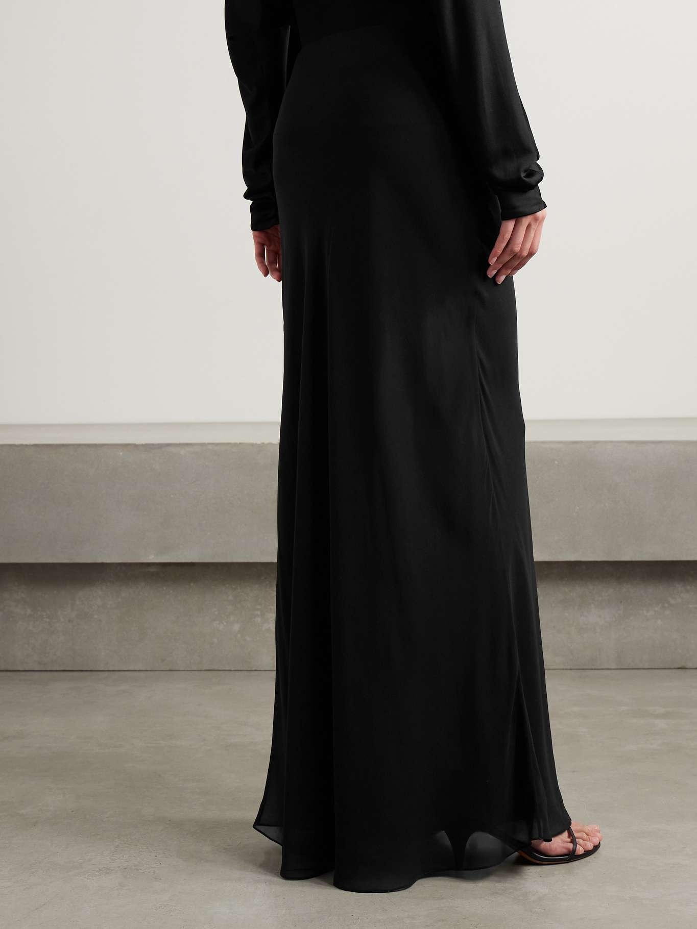 Mauva silk-chiffon maxi skirt - 4