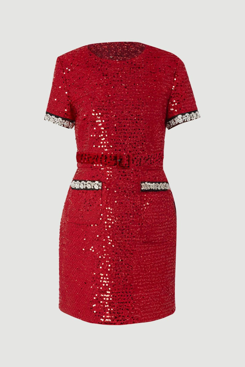 Tailored Sequin Tweed Embellished Mini Dress 4