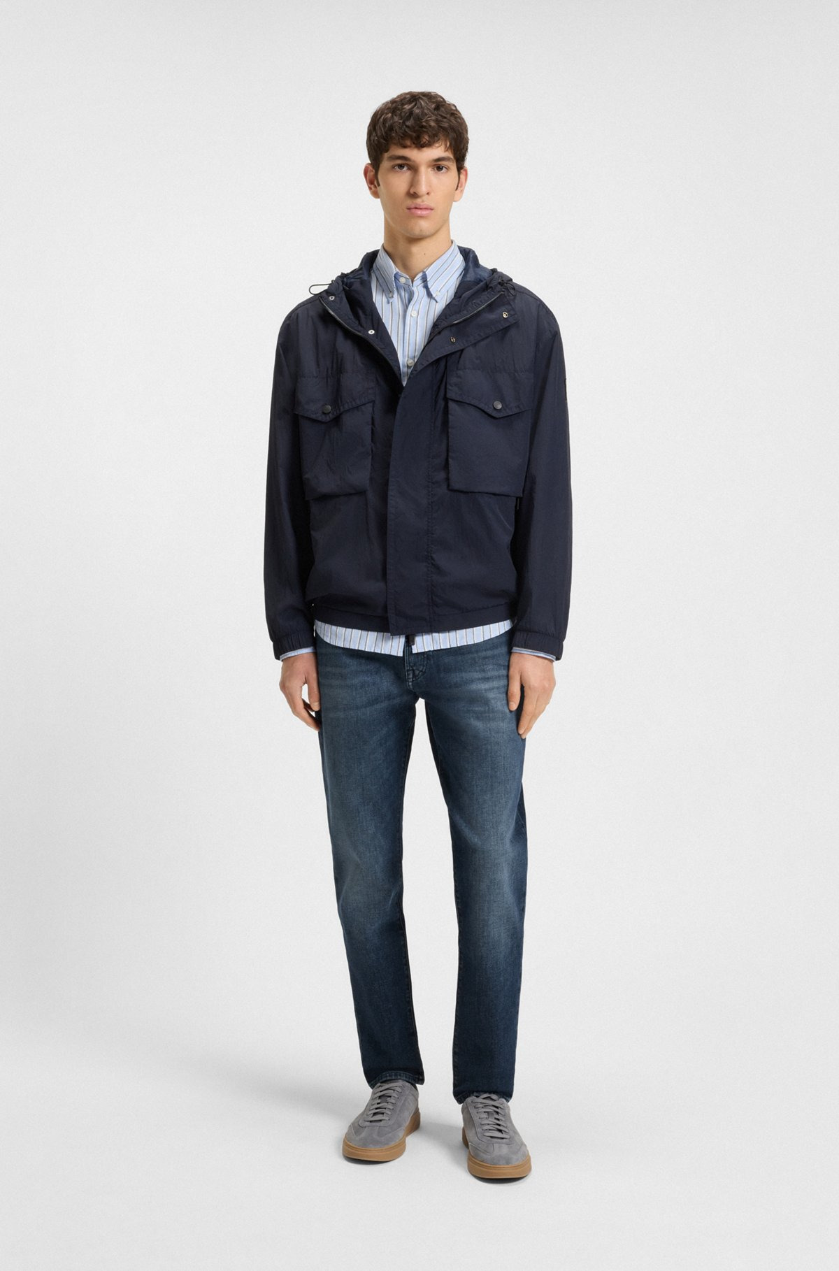 TAPERED-FIT JEANS IN BLUE COMFORT-STRETCH DENIM - 3