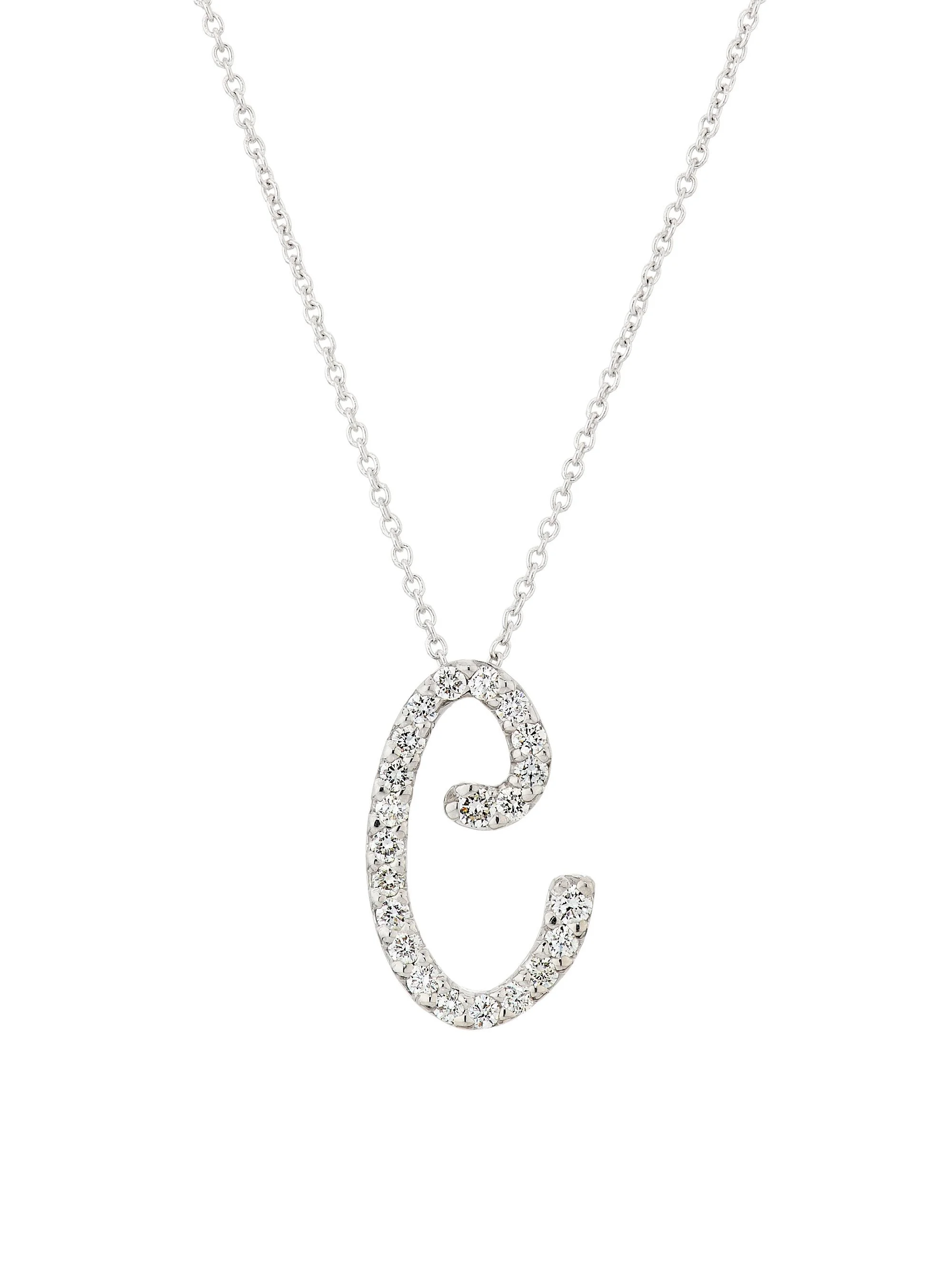 Women's Tiny Treasures Script Initial 18K White Gold, Ruby & 0.24-0.34 TCW Diamond Pendant Necklace - 1