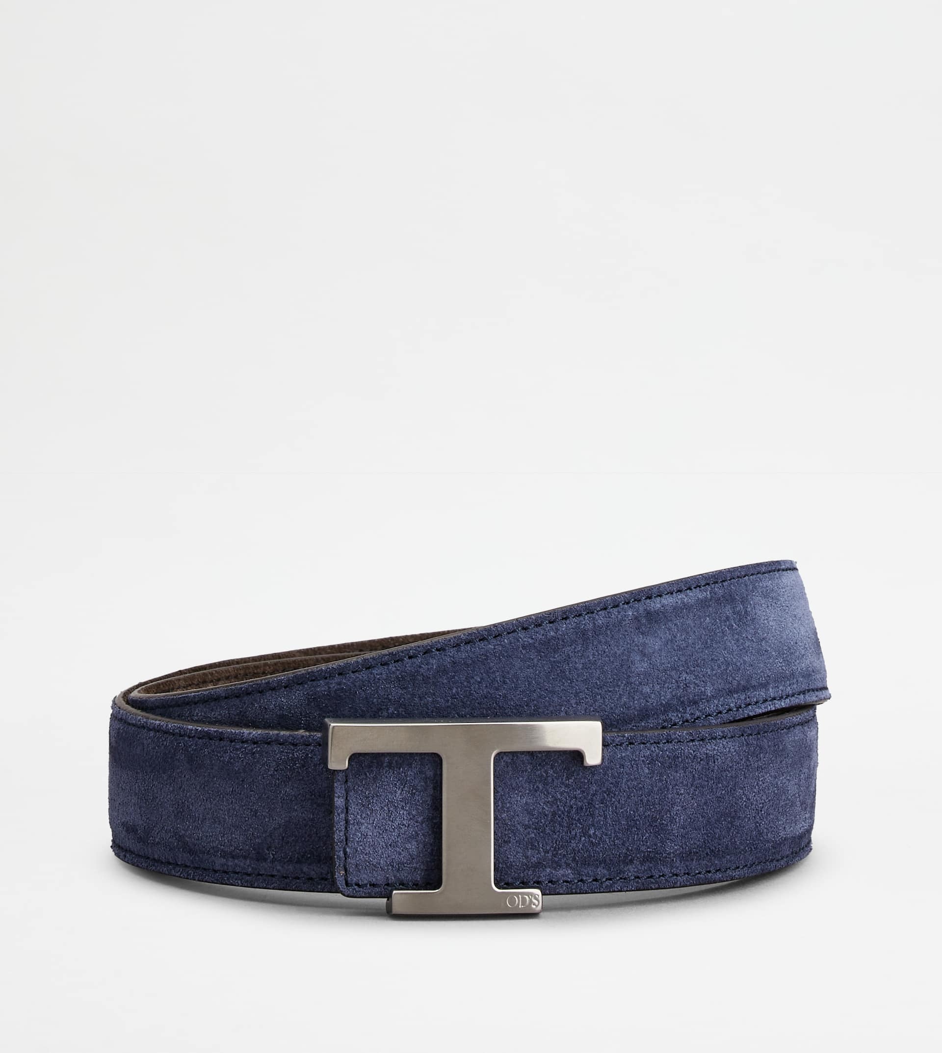 T TIMELESS REVERSIBLE BELT IN SUEDE - BLUE, BROWN - 1