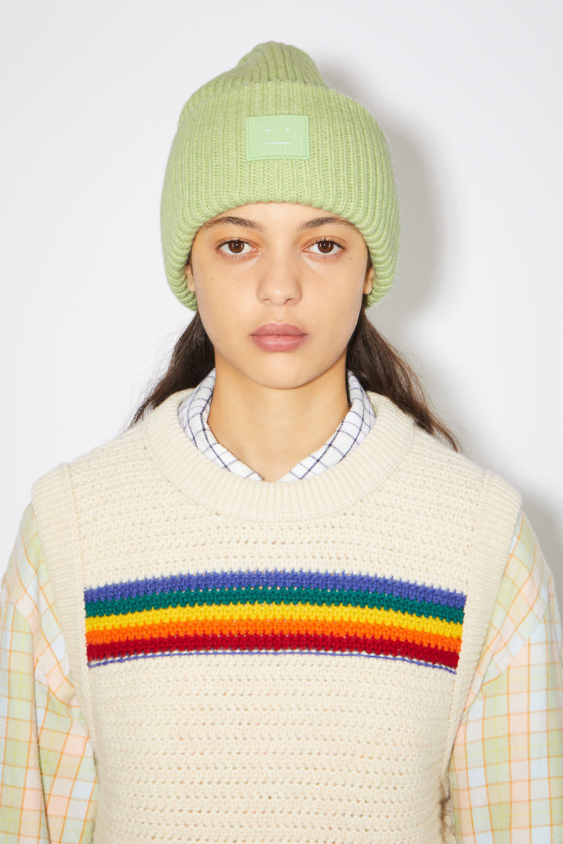Acne Studios Large face logo beanie - Pale green melange outlook