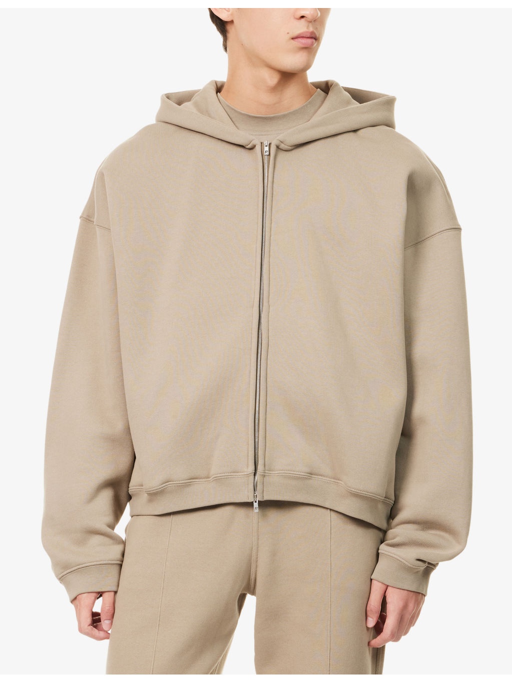 Initial Boxy Zip-Up Logo-Embellished Cotton Hoody - 3