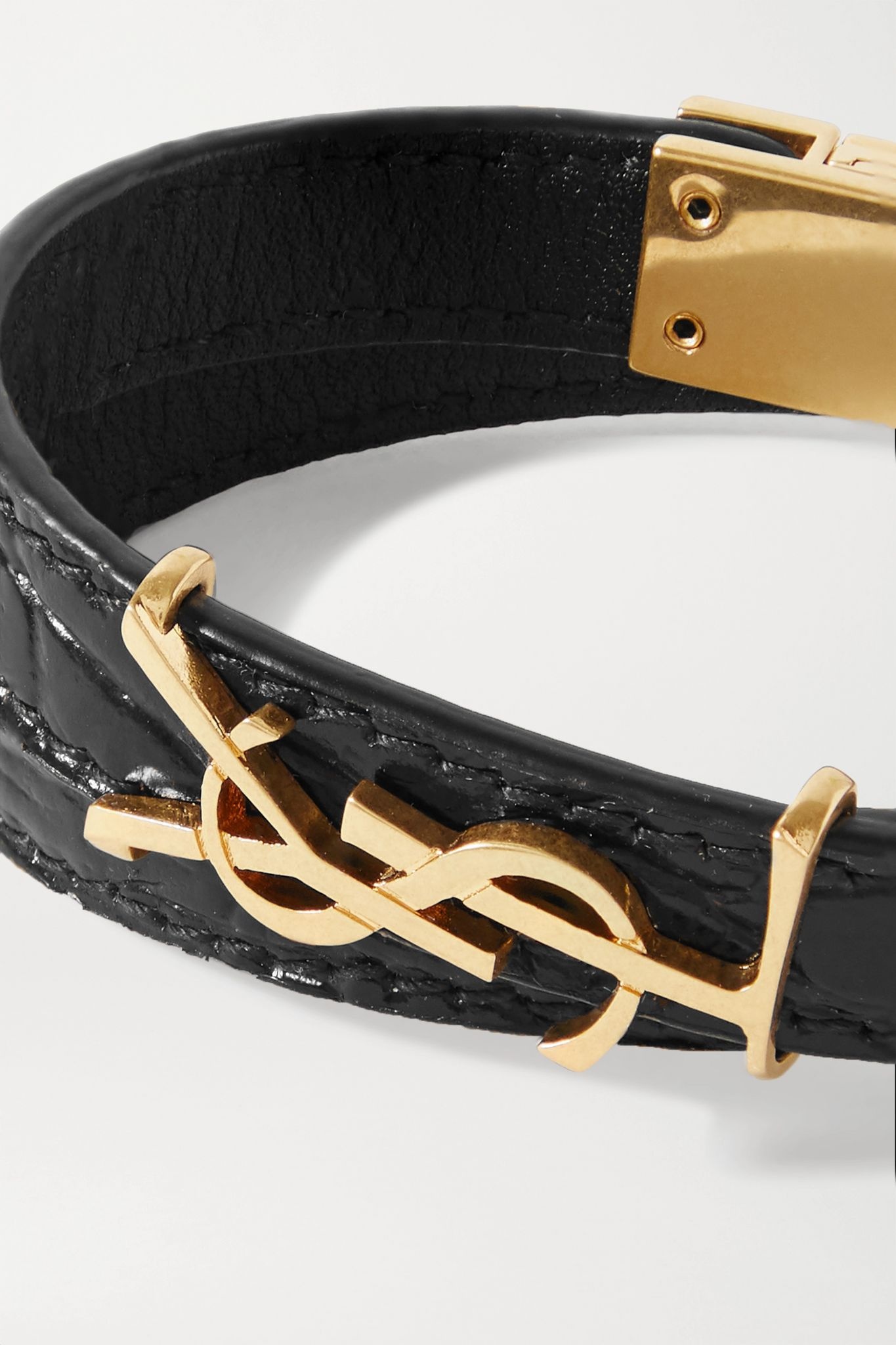 Croc-effect leather and gold-tone bracelet - 5