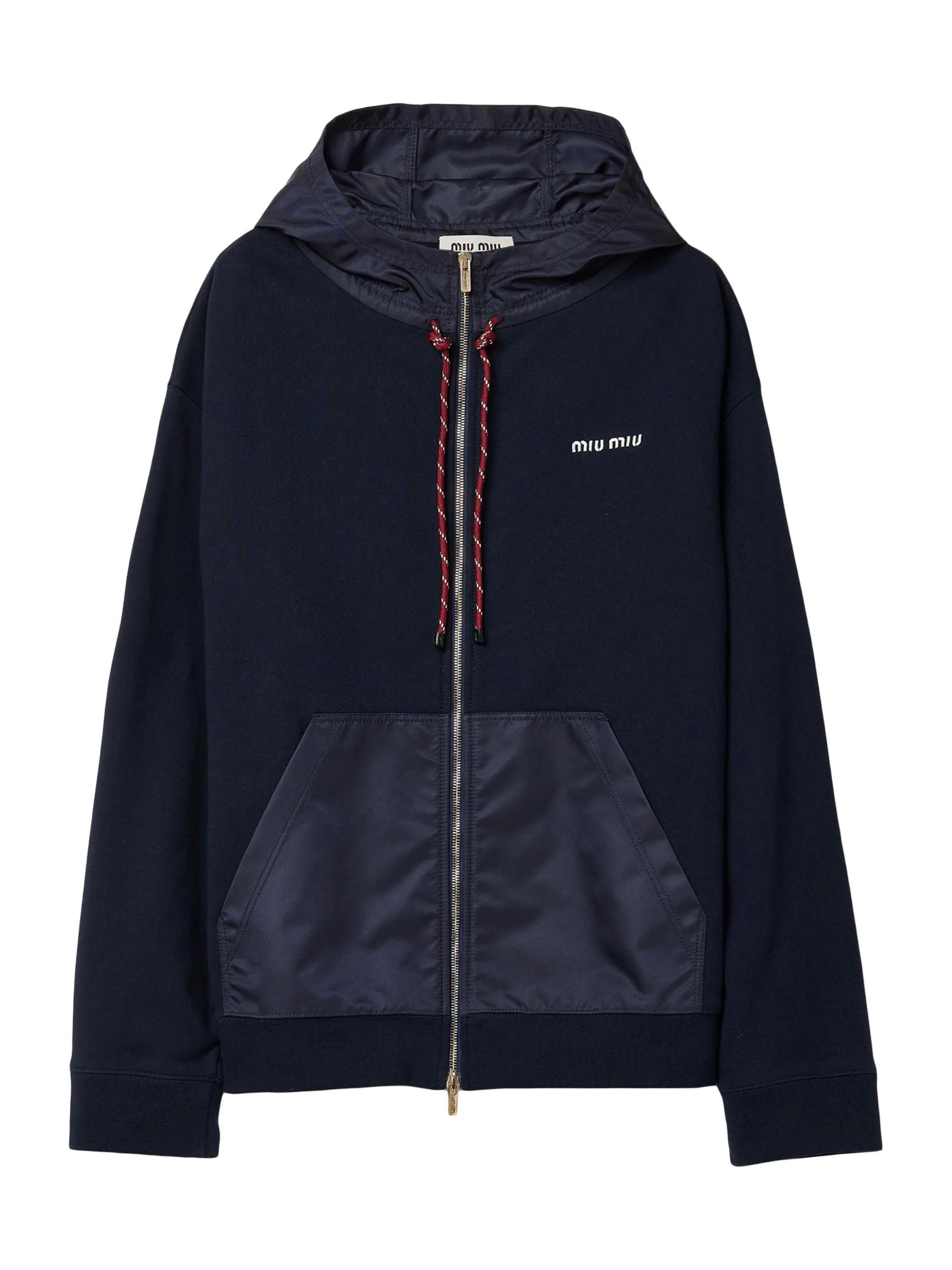 Women's Cotton Fleece Zipper Hoodie - Blue - 1