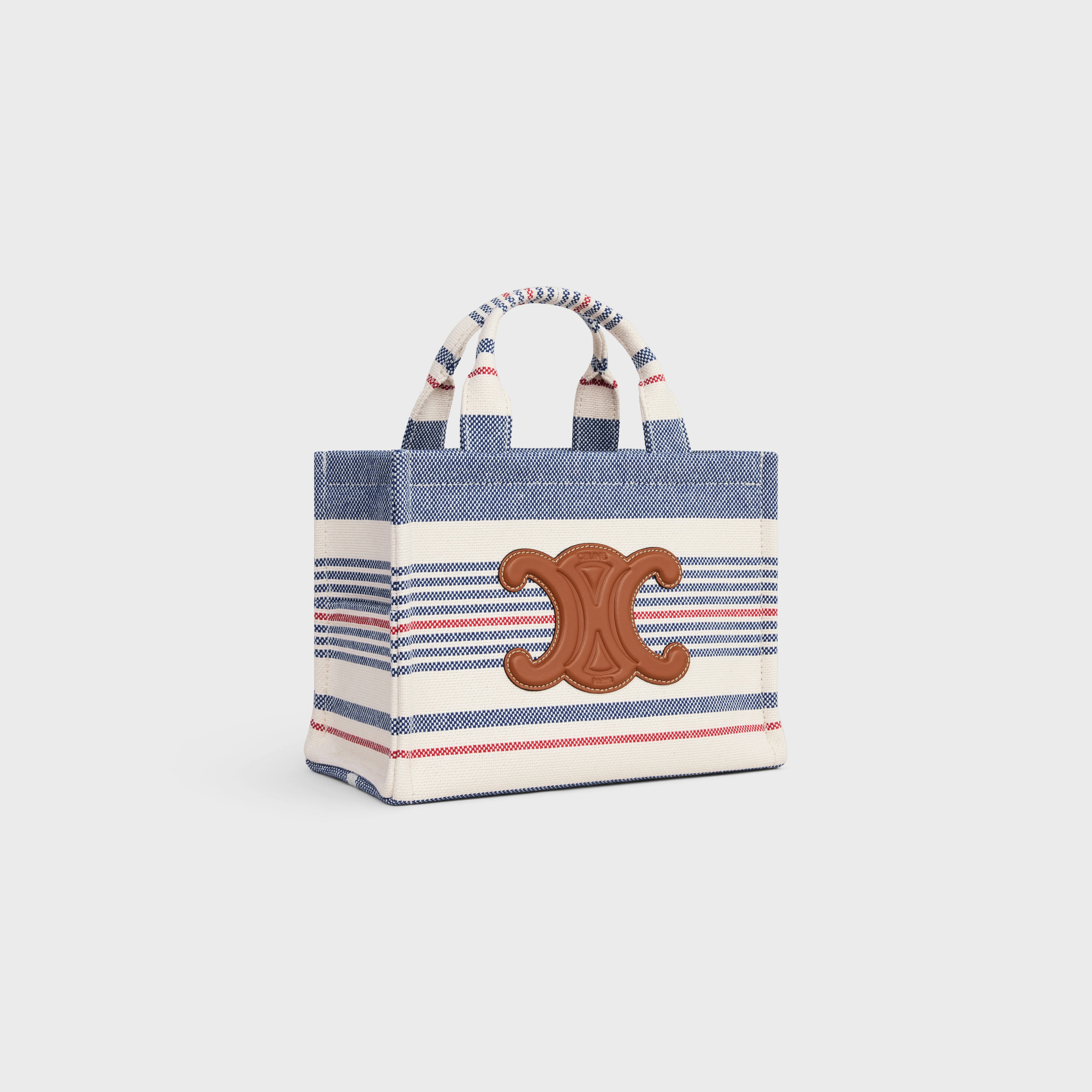 small cabas thais in STRIPED TEXTILE AND CALFSKIN - 2