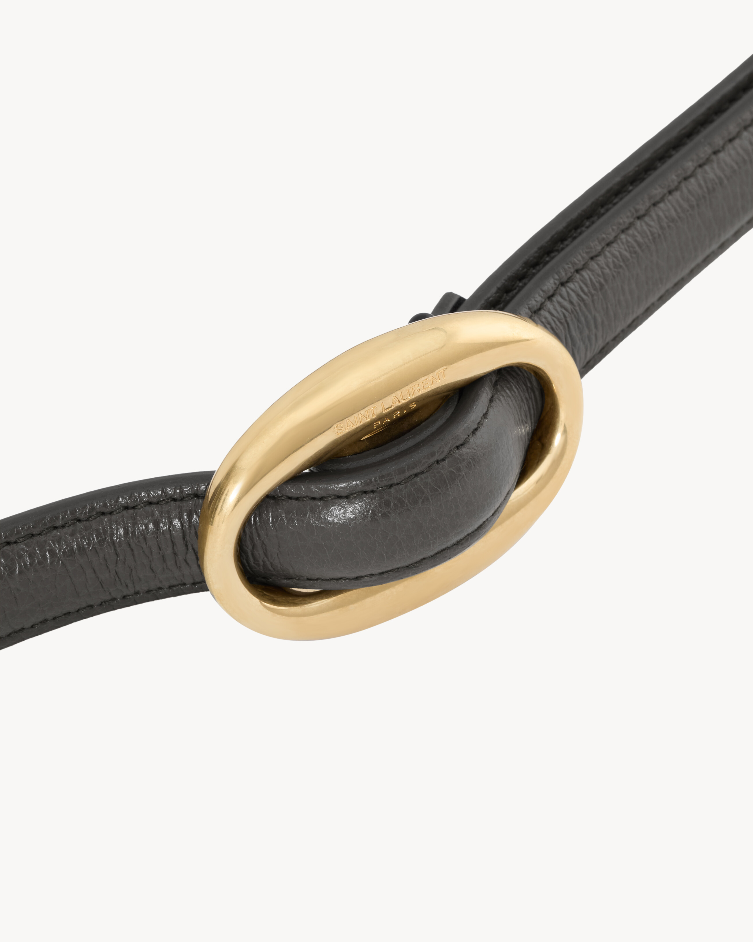 OVAL BUCKLE THIN BELT IN SMOOTH LEATHER - 3