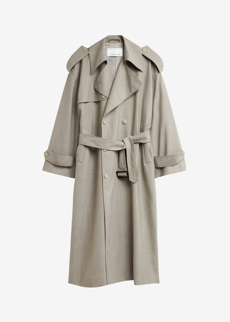 Dursley Oversized Trench Coat - Beige Melange 1