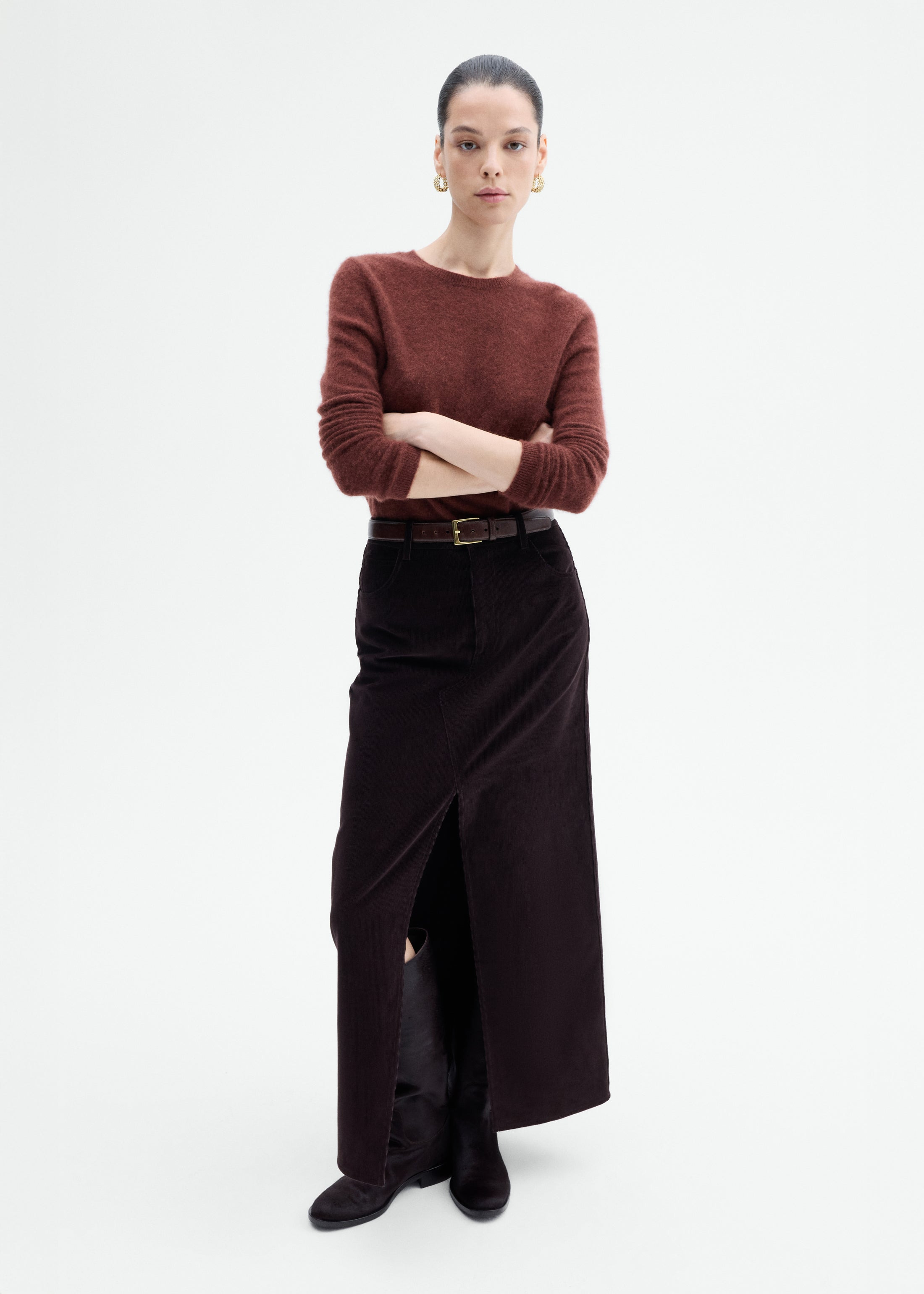 Corduroy Long Pencil Skirt - 2