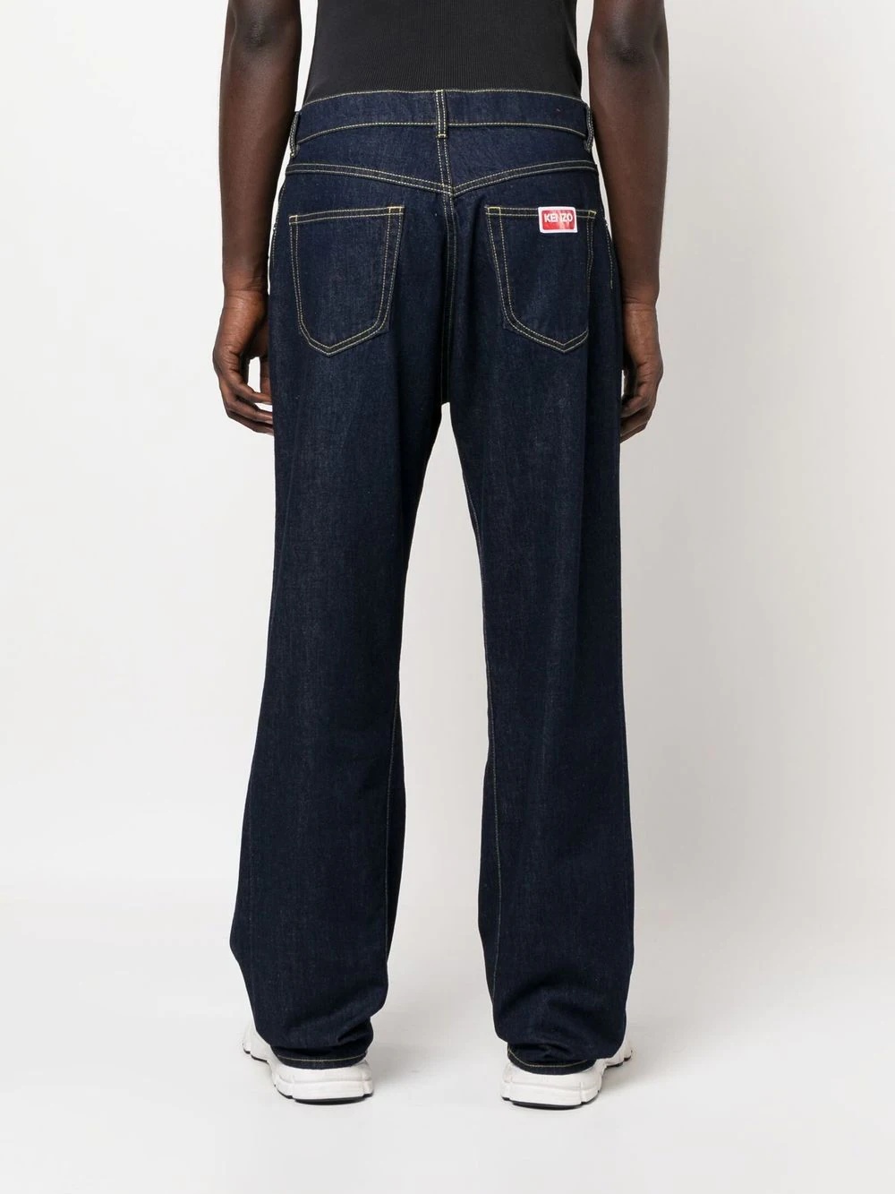 straight leg logo-patch jeans - 4