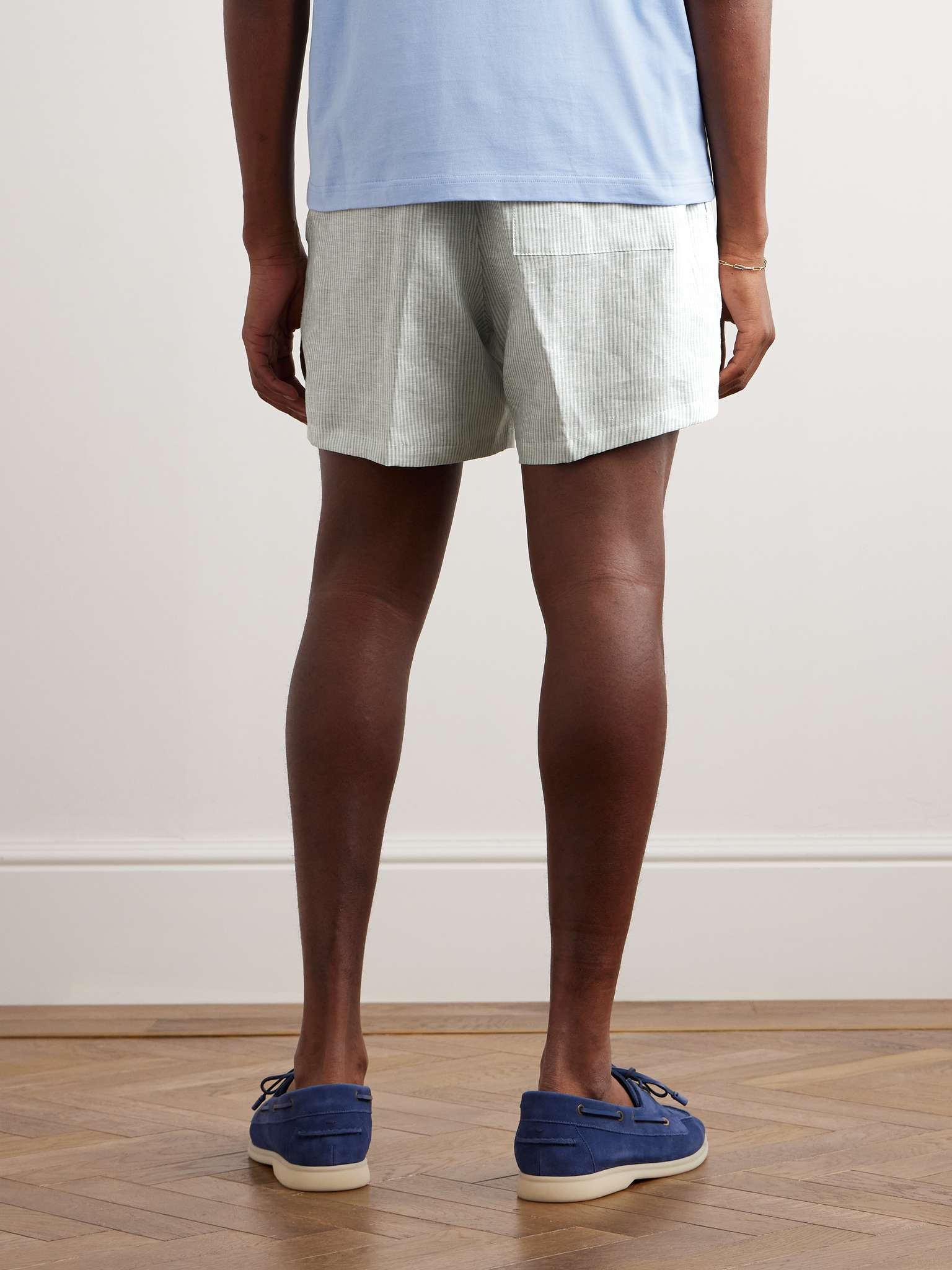 Straight-Leg Striped Linen Drawstring Shorts - 4
