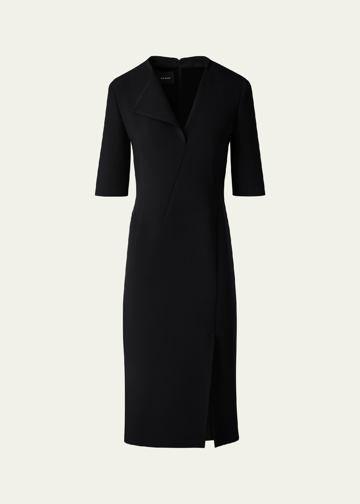 Elbow Sleeve Sheath Wool Dress - 1