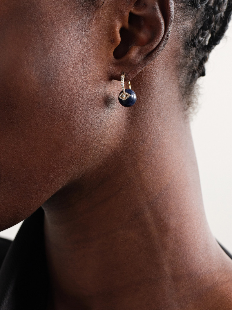 SYDNEY EVAN Evil Eye 14-karat Gold, Sapphire And Diamond Earrings outlook