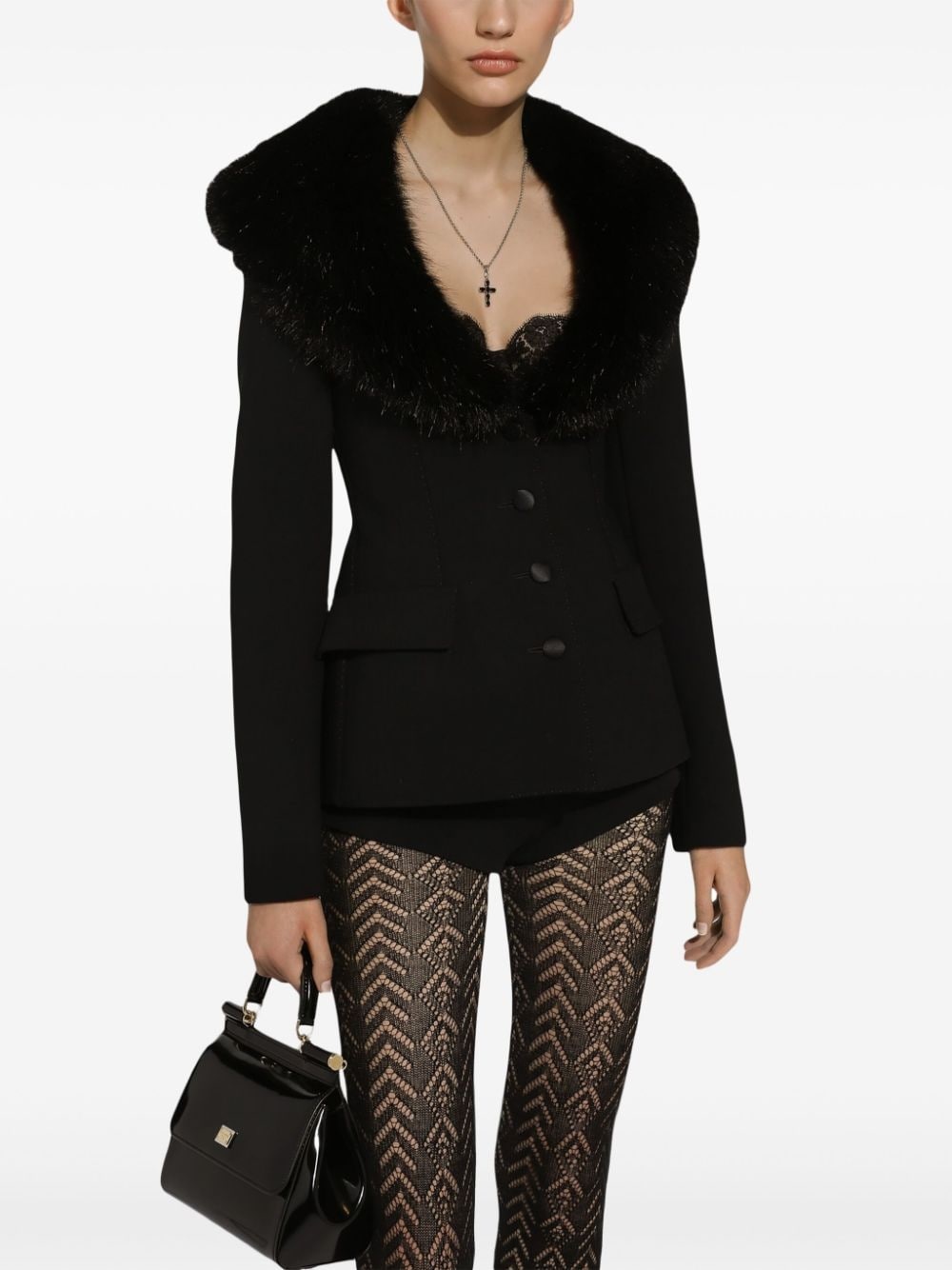 faux-fur collar jacket - 5