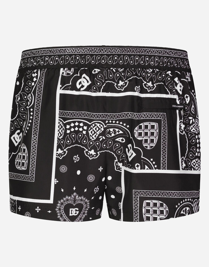 Short swim trunks with bandanna print 1