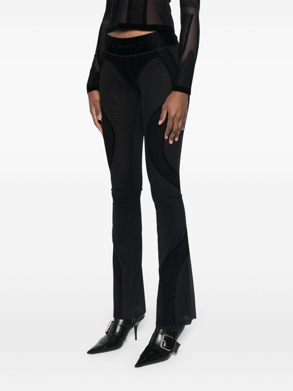 flocked flared trousers - 3