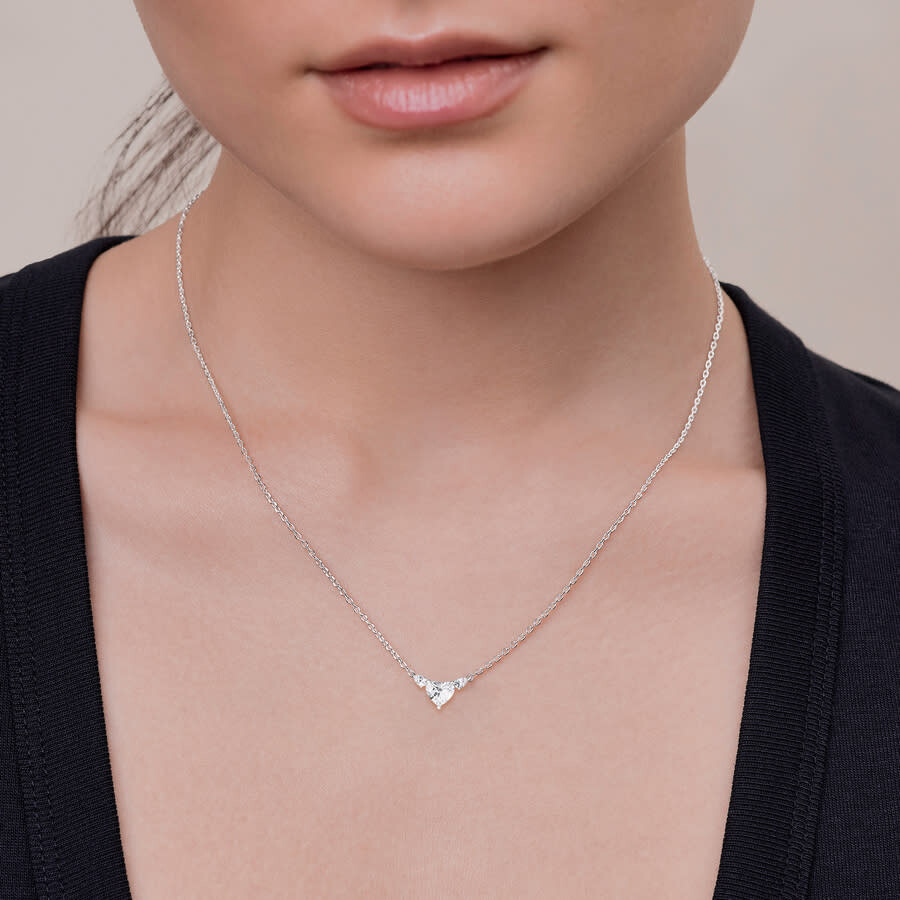 Diamond2Deal - Diamond2Deal 925 Sterling Silver 3.15 Ct Heart shape Lab Grown Diamond Heart Pendant Necklace 18" VV - 3