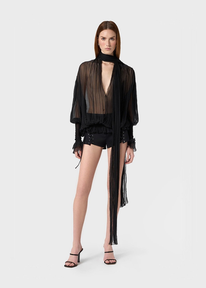 Blumarine PLEATED BLOUSE IN SILK CHIFFON outlook