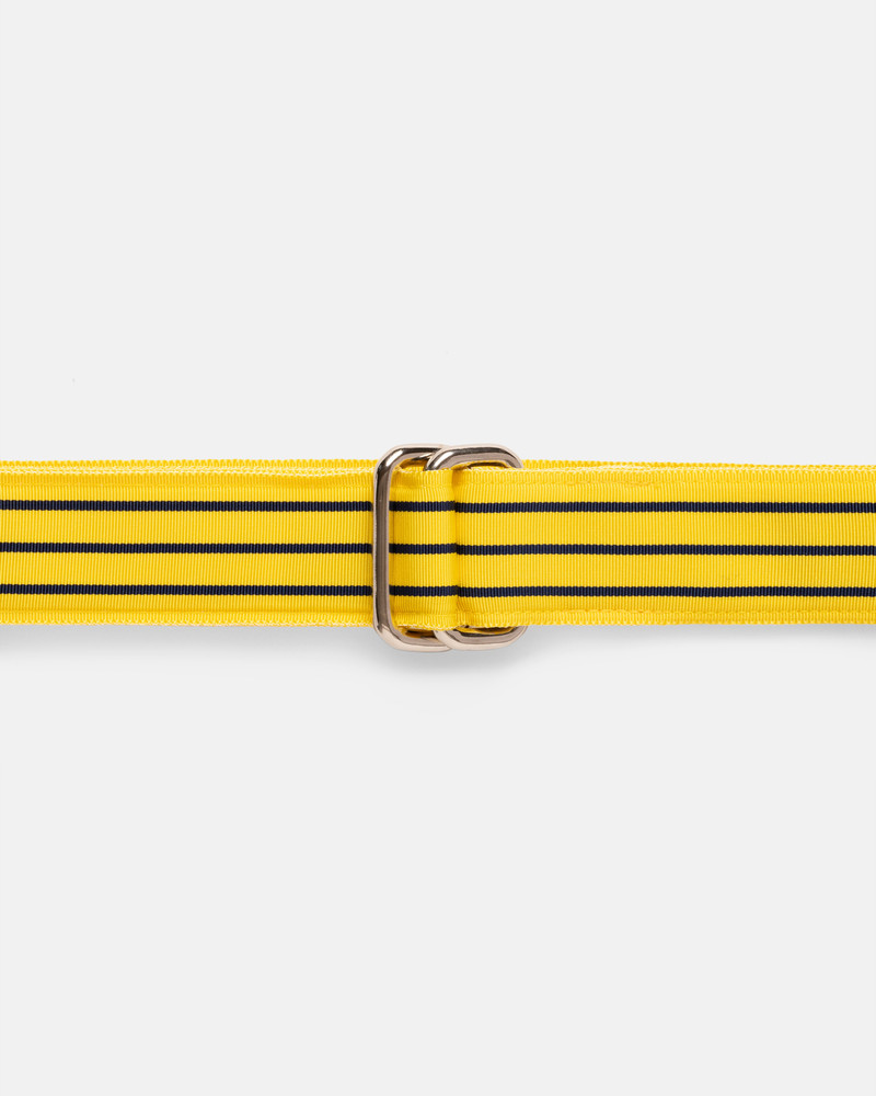 J. PRESS MADE-IN-USA YELLOW & NAVY STRIPED GROSGRAIN RIBBON BELT outlook